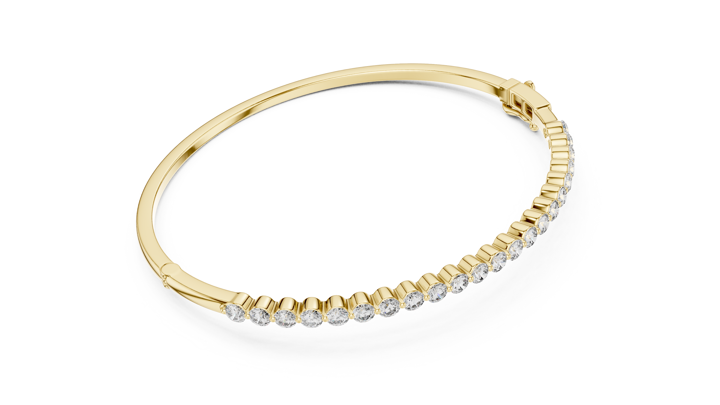 Round Lab-Grown Diamond Bangle Style Bracelet | 18K Gold Diamond Bangle