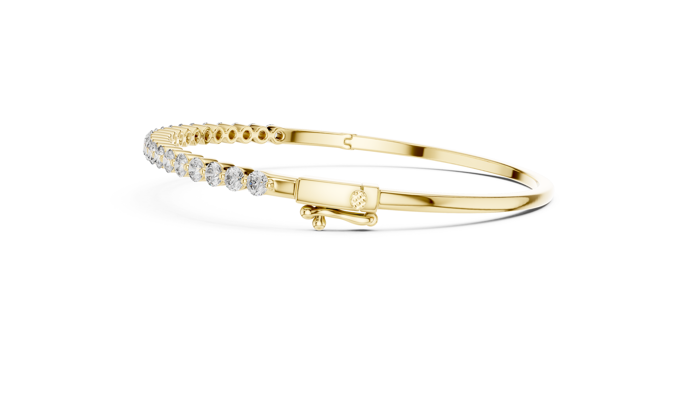 Round Lab-Grown Diamond Bangle Style Bracelet | 18K Gold Diamond Bangle