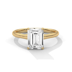 1–3 Carat Emerald Lab Grown Diamond Solitaire Ring – Cathedral Four-Prong Setting in 18K Gold