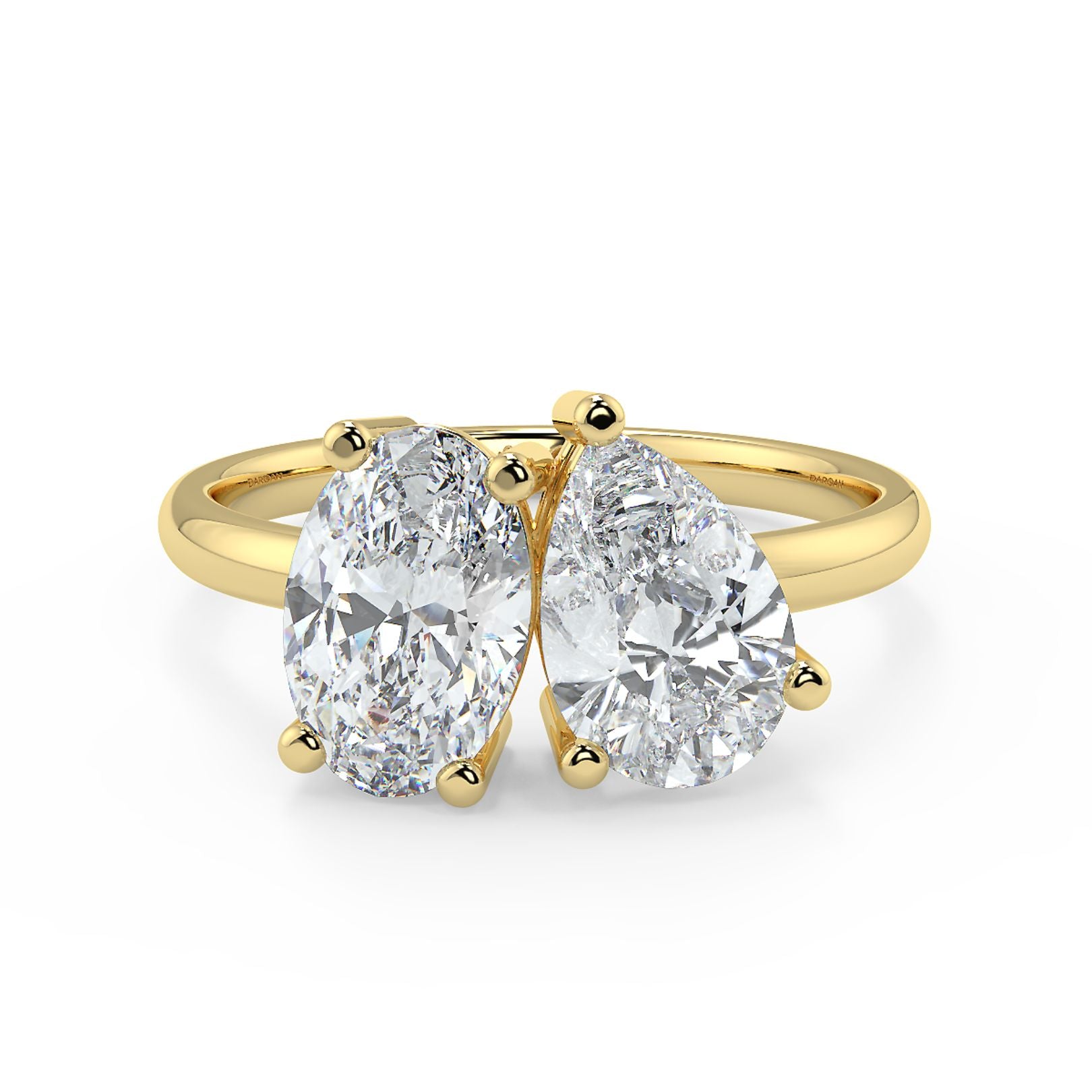 Oval and Pear Toi et Moi Lab-Grown Diamond Solitaire Ring in 18K White, Yellow & Rose Gold