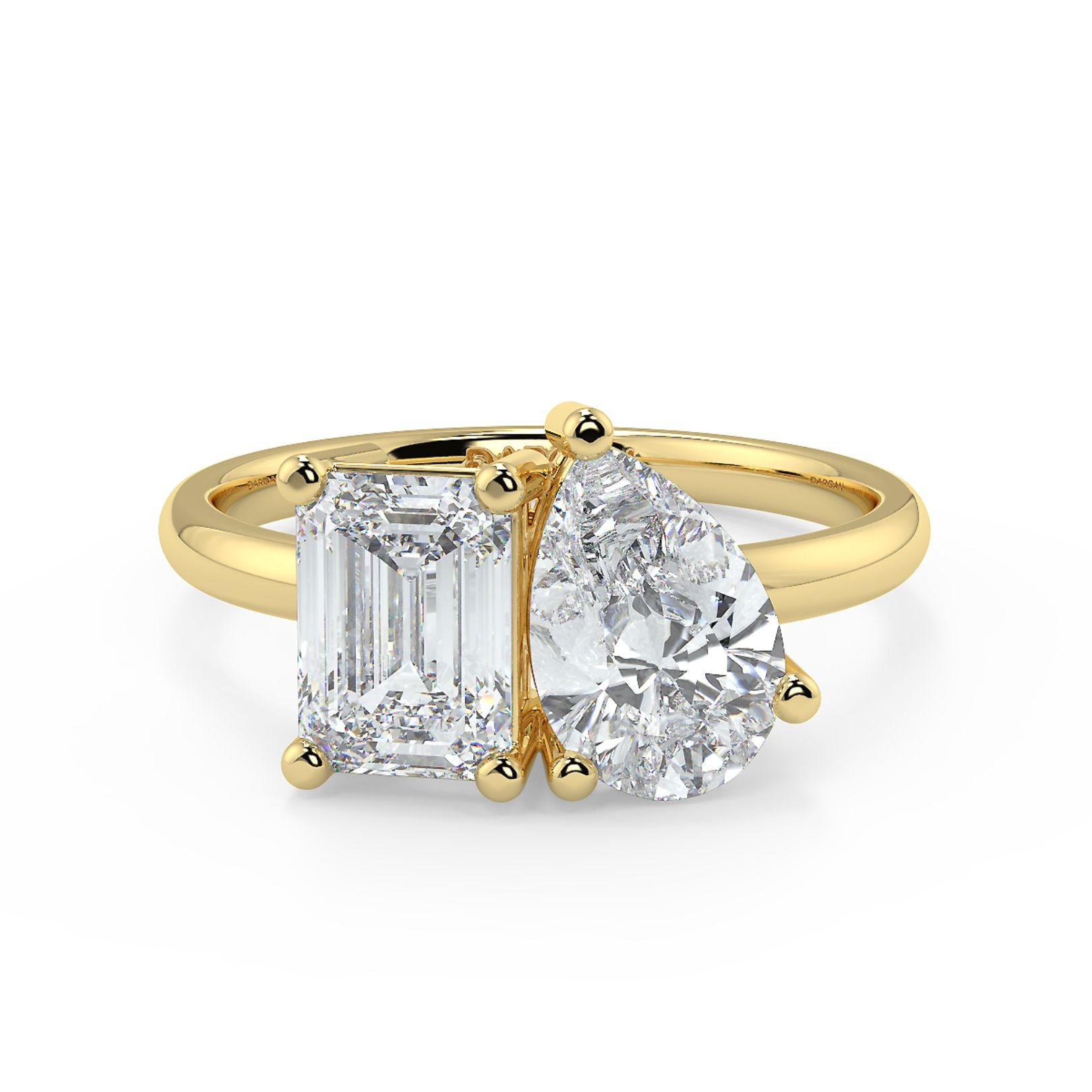 Emerald and Pear Toi et Moi Lab-Grown Diamond Solitaire Ring in 18K Gold