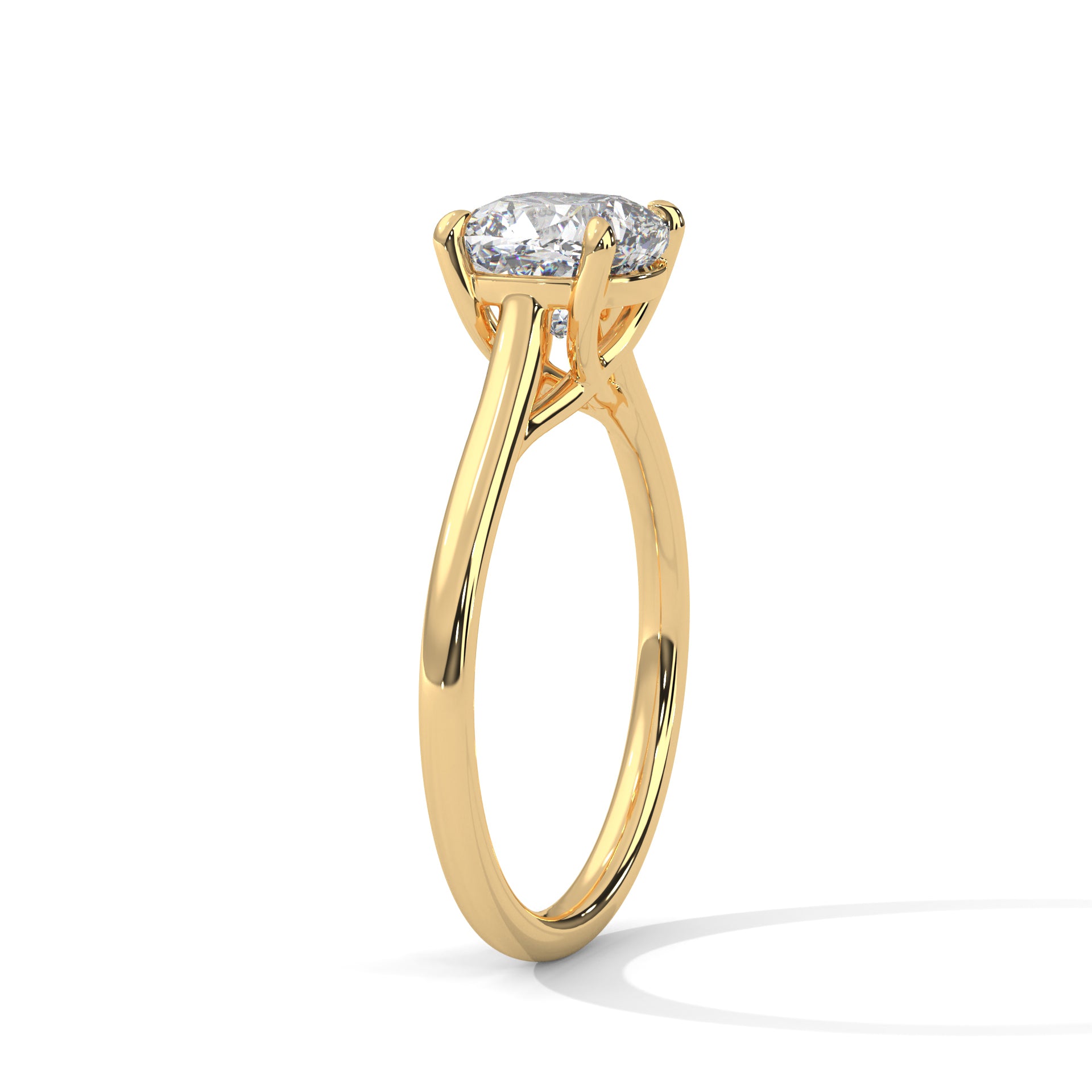 1–3 Carat Cushion Cut Lab Grown Diamond Solitaire Ring – Classic Four Prong Cathedral Setting in 18K White, Yellow or Rose Gold