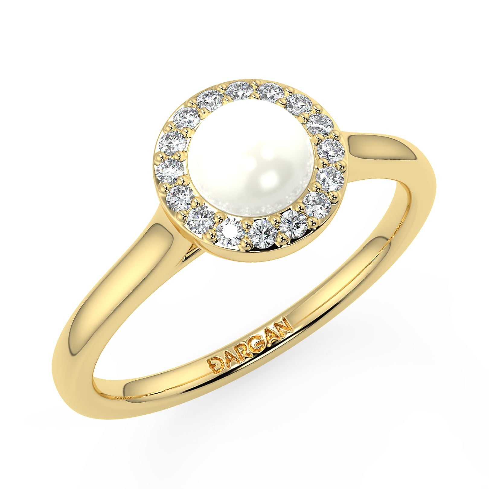 5mm Pearl & Lab-Grown Diamond Halo Ring in 18K White, Yellow & Rose Gold