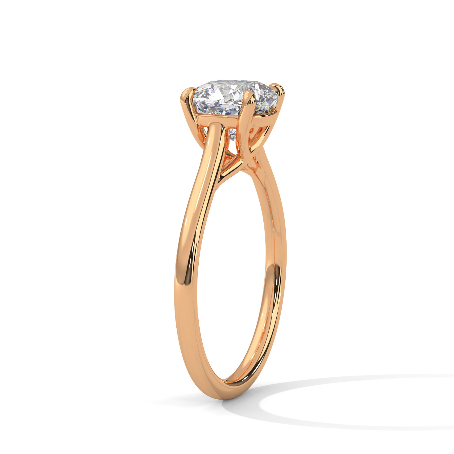 1–3 Carat Cushion Cut Lab Grown Diamond Solitaire Ring – Classic Four Prong Cathedral Setting in 18K White, Yellow or Rose Gold