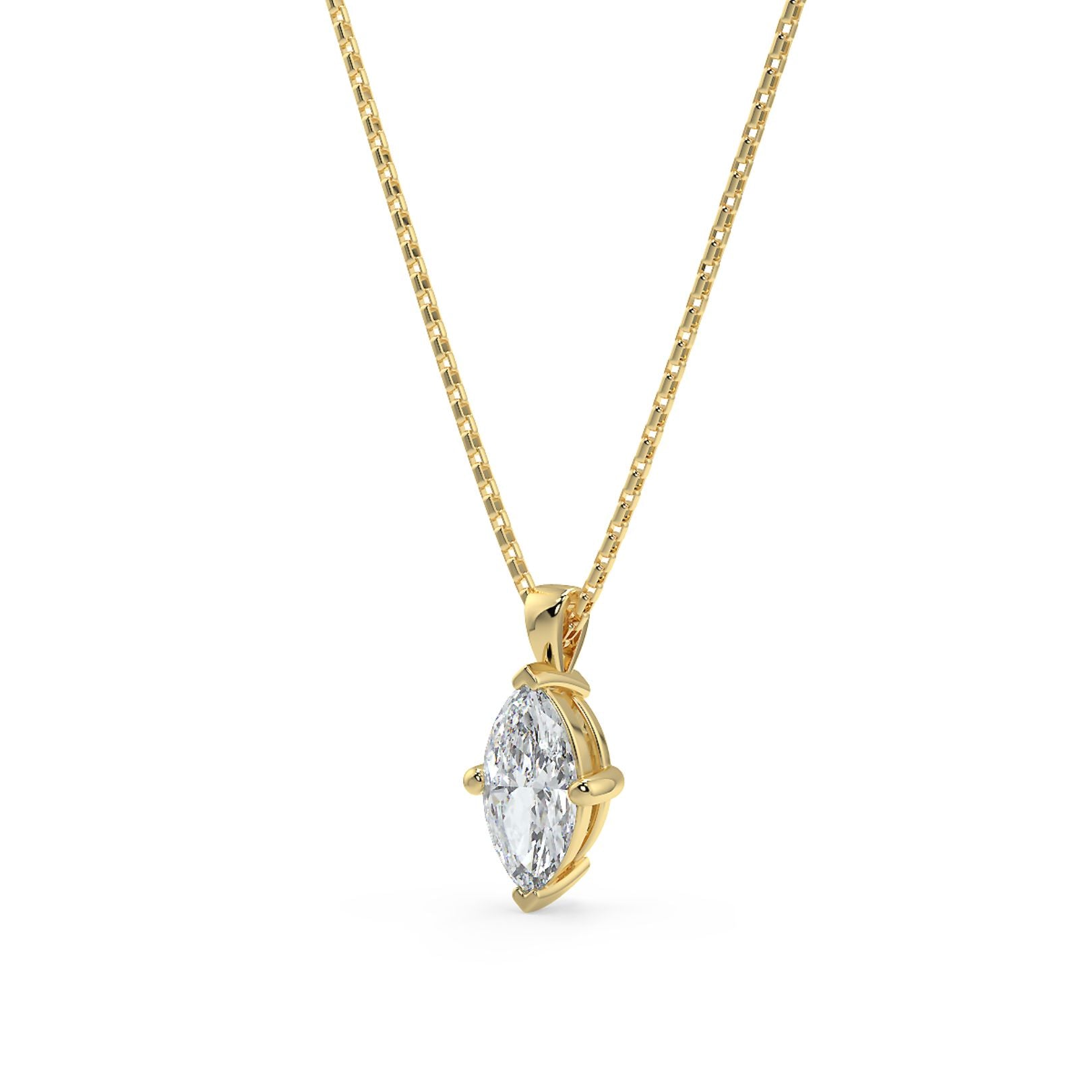 Marquise Cut Lab-Grown Diamond Pendant Necklace with Chain | 18K Gold | 0.50–3 Carats