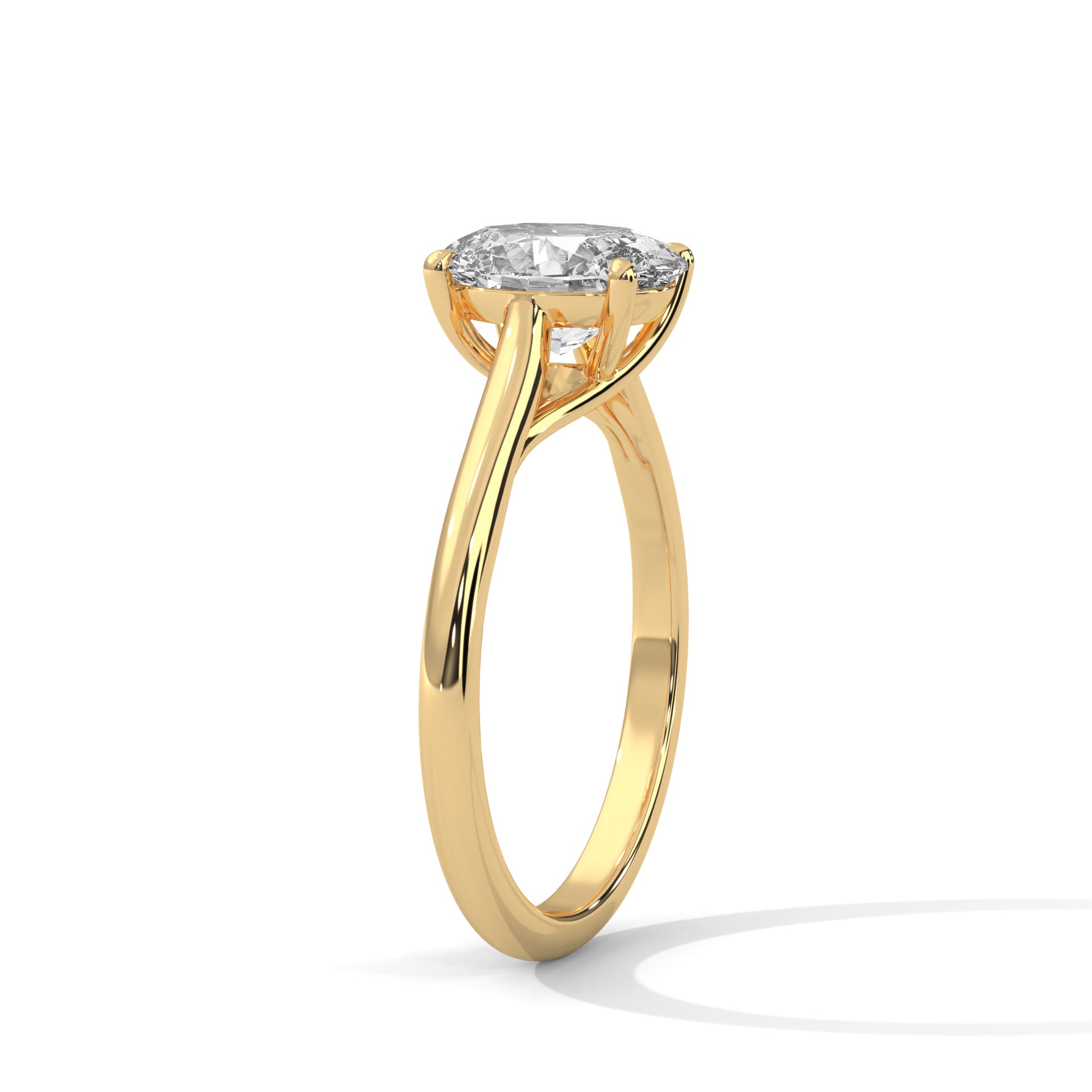 1–3 Carat Oval Lab Grown Diamond Solitaire Ring – Four Prong Setting in 18K Gold