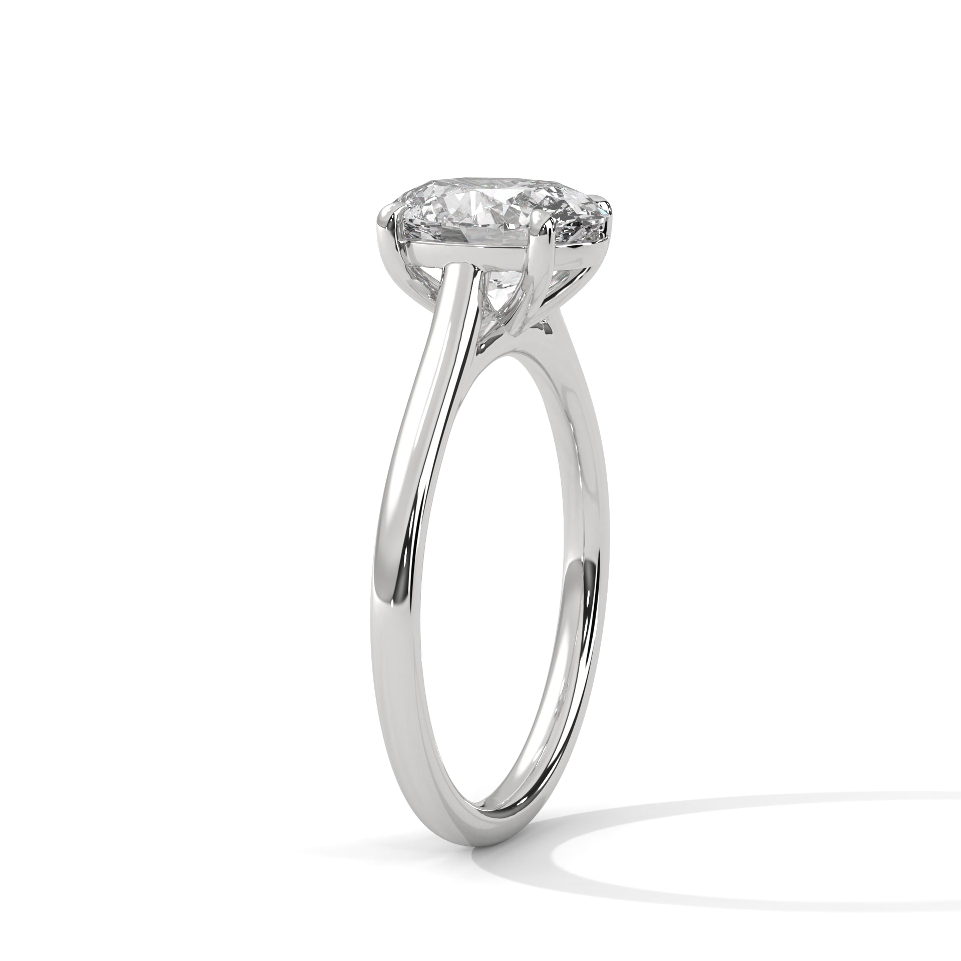 1–3 Carat Oval Lab Grown Diamond Solitaire Ring – Cathedral Setting, 18K Gold