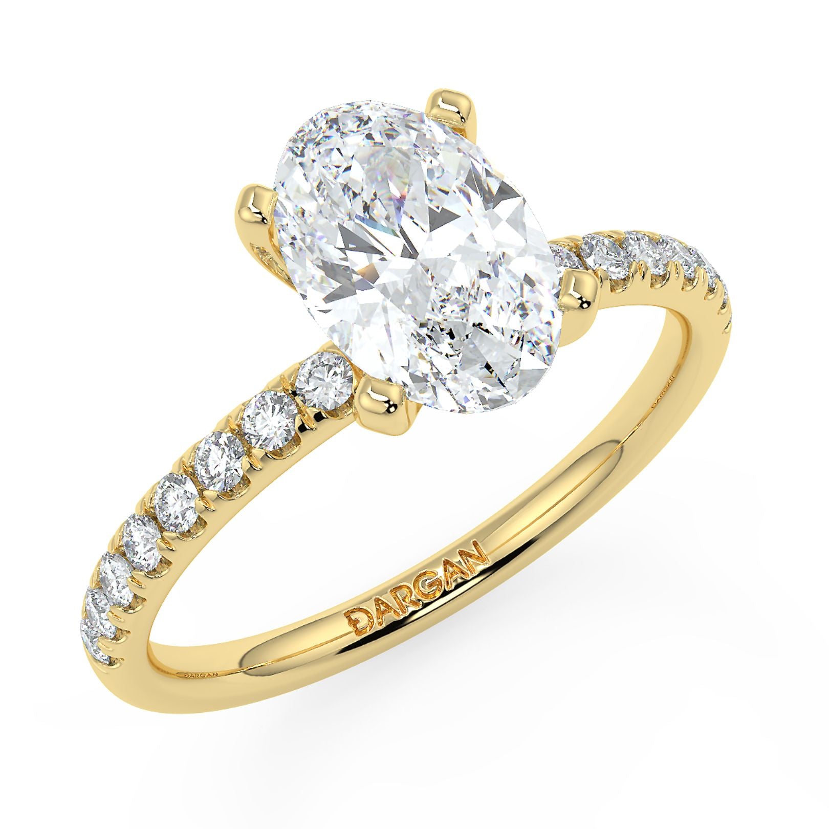 1–3 Carat Oval Cut Lab Grown Diamond Solitaire Ring | Pavé Band | IGI Certified | 18K White, Yellow & Rose Gold