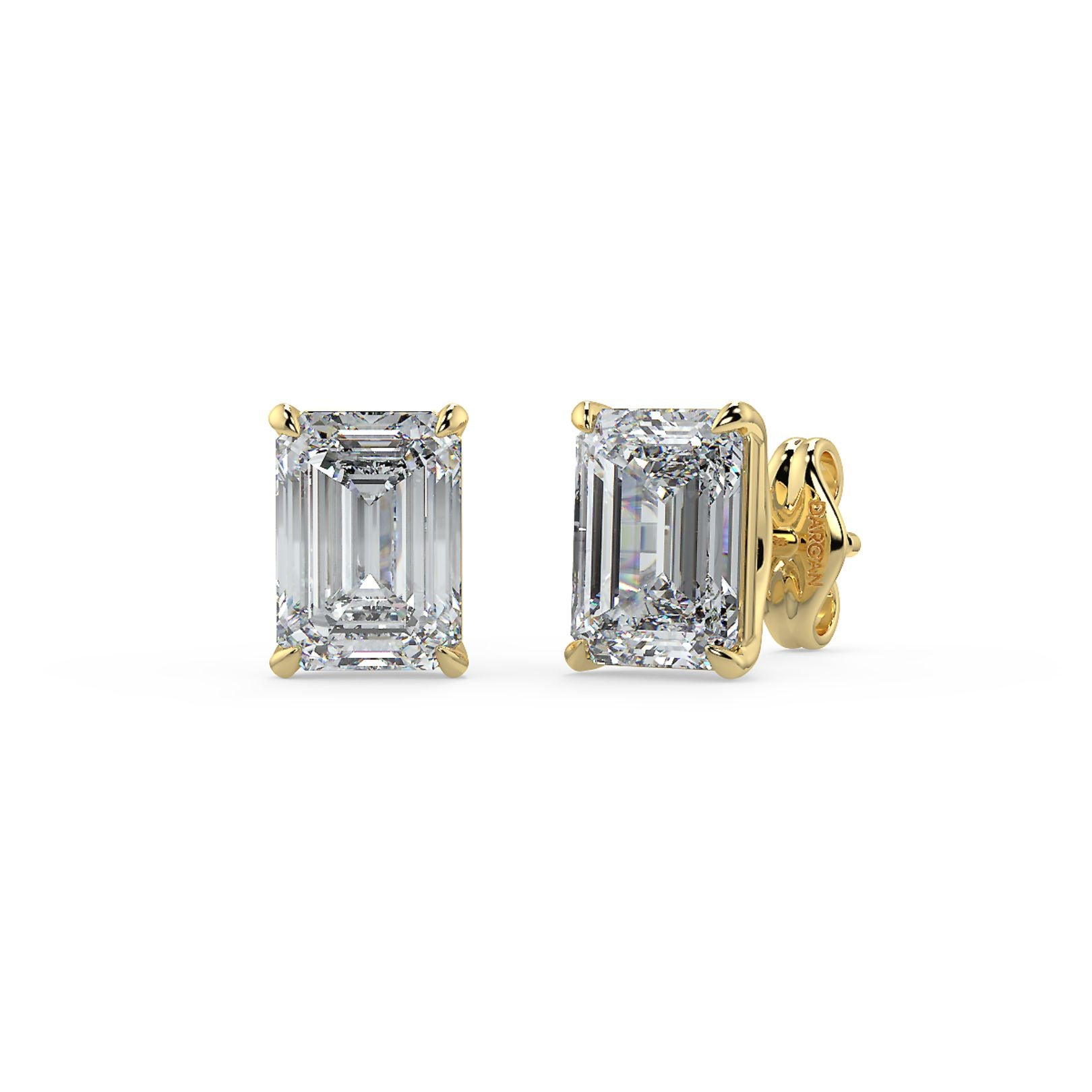 0.50–4 Carat Emerald Cut Lab Grown Diamond Stud Earrings | Step-Cut Solitaire | 18K White, Yellow & Rose Gold