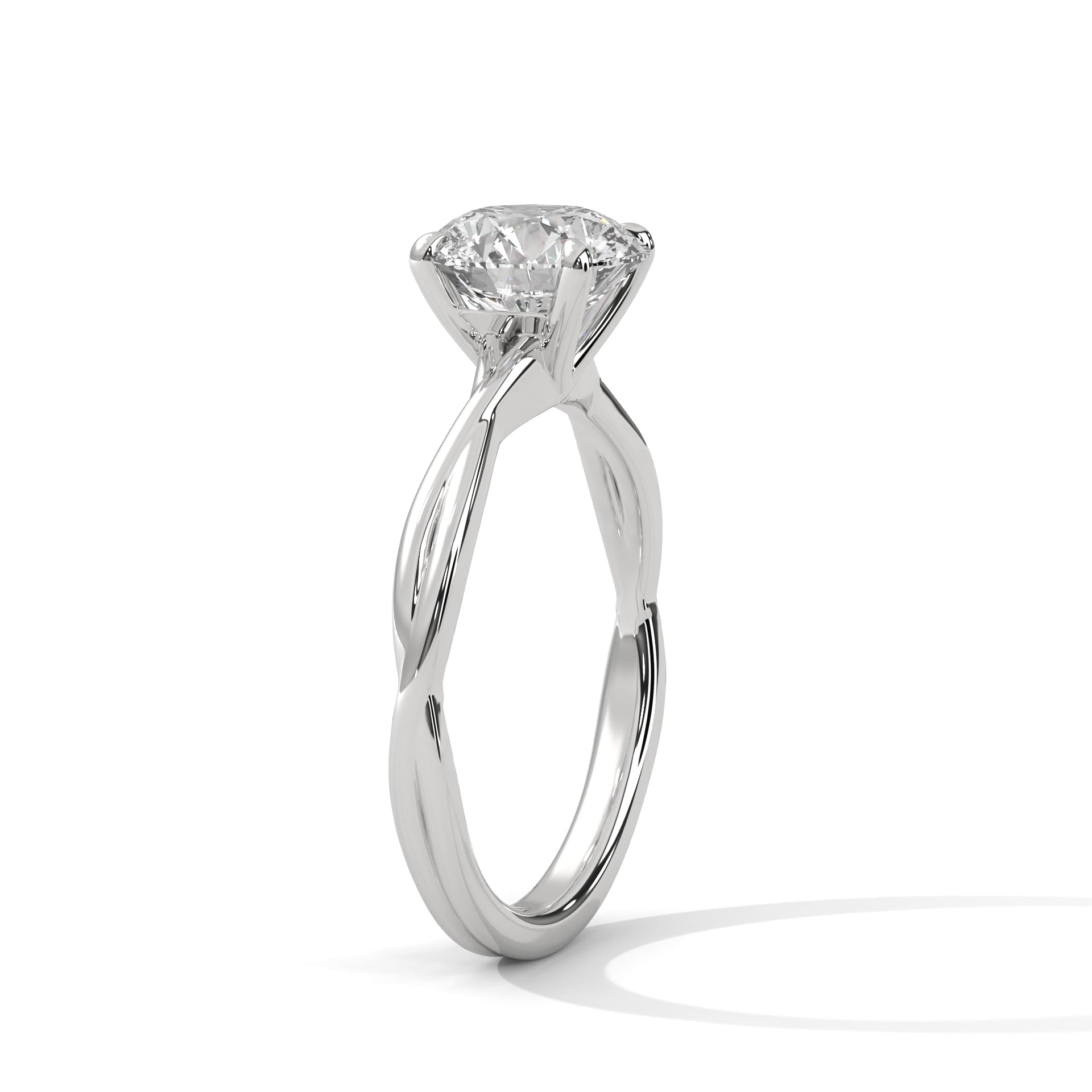 1–3 Carat Round Cut Lab Grown Diamond Solitaire - Twisted Band Ring – 18K Gold