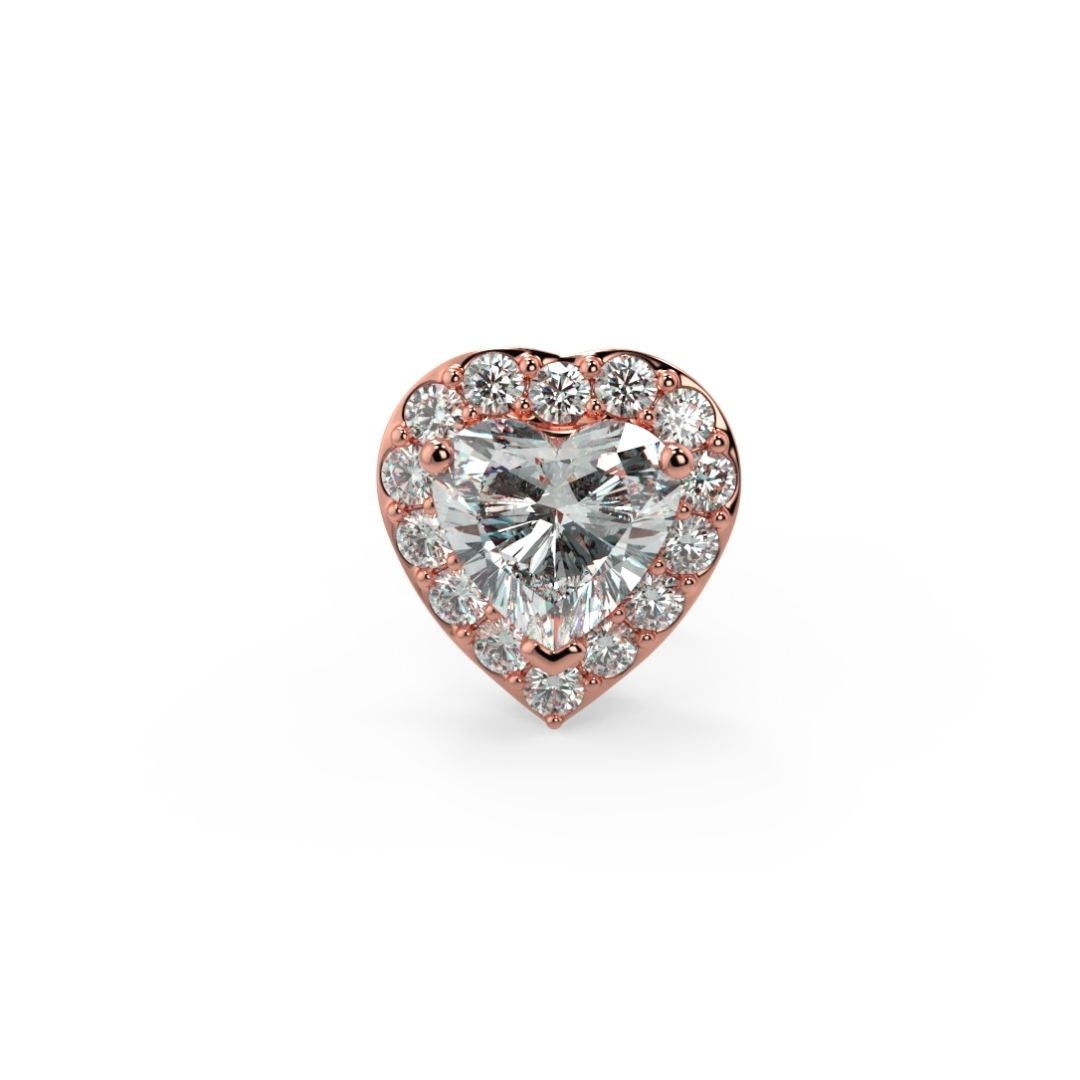 Heart-Shaped Halo Lab-Grown Diamond Stud Earrings