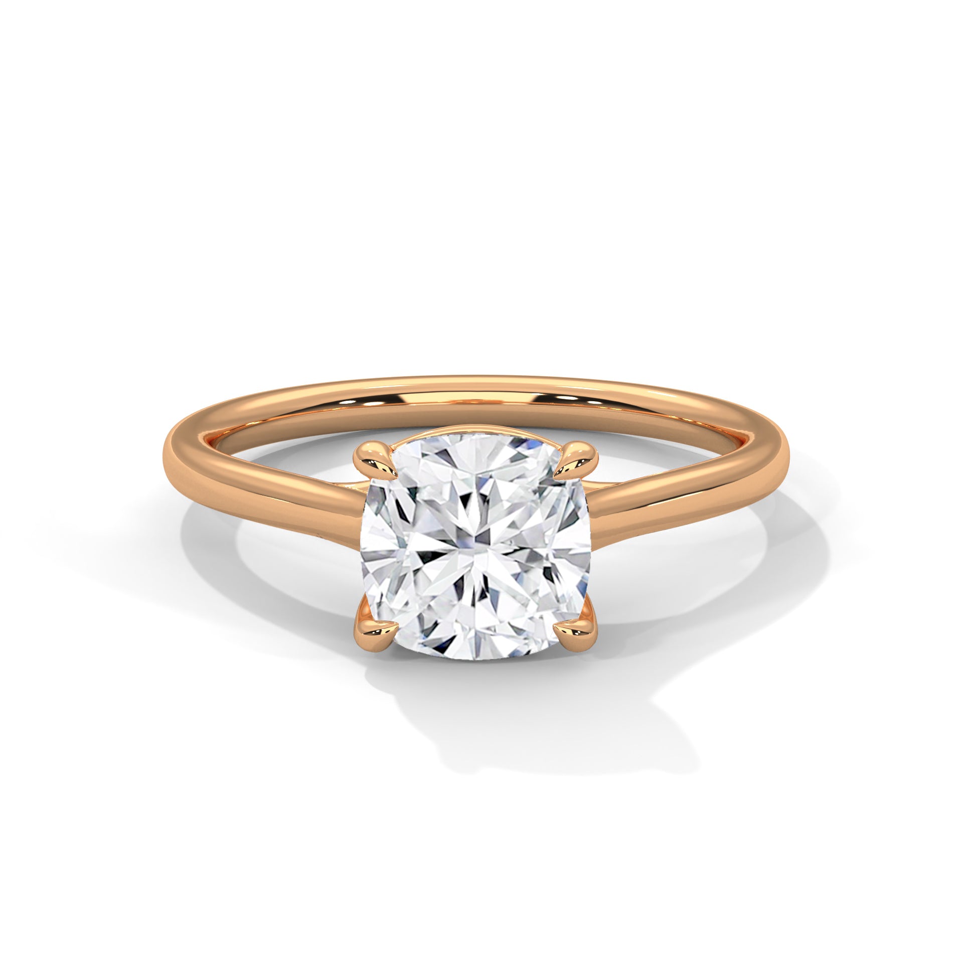1–3 Carat Cushion Cut Lab Grown Diamond Solitaire Ring – Classic Four Prong Cathedral Setting in 18K White, Yellow or Rose Gold