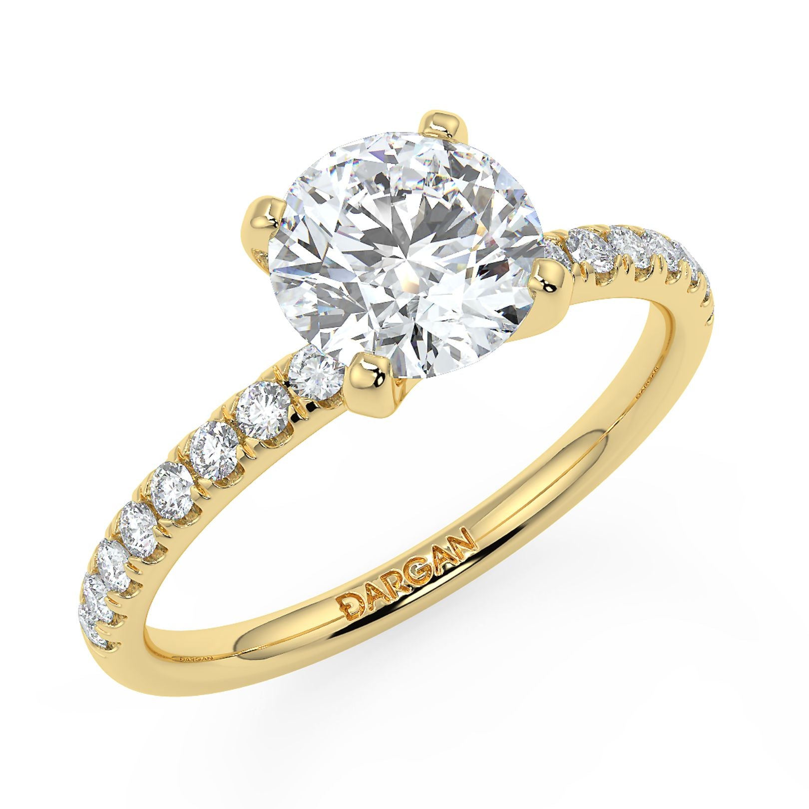 1–3 Carat Round Cut Lab Grown Diamond Solitaire Ring | Classic Pavé Band | IGI Certified | 18K White, Yellow & Rose Gold