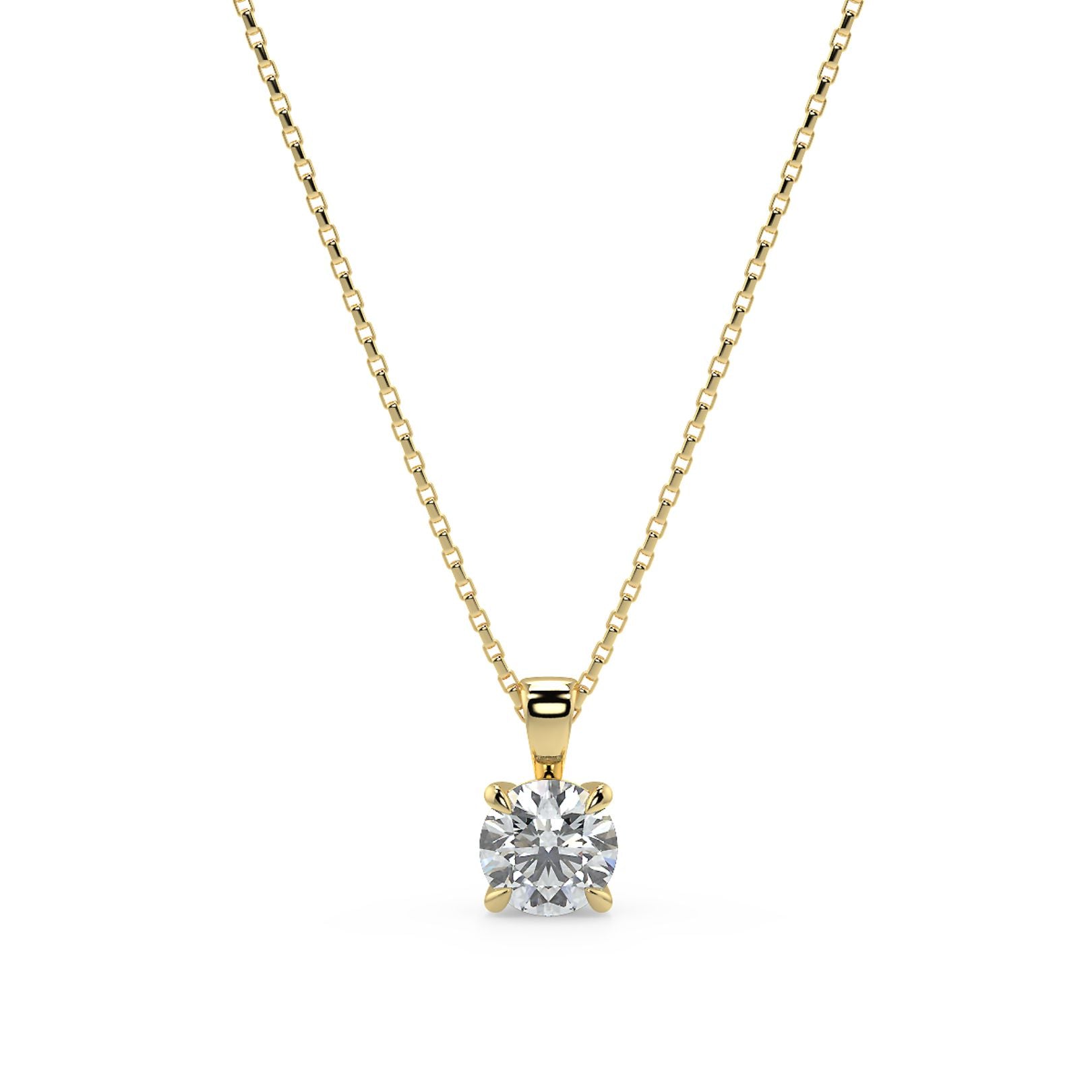 Round Cut Lab-Grown Diamond Pendant Solitaire Necklace with Chain | 18K Gold | 0.50–3 Carats