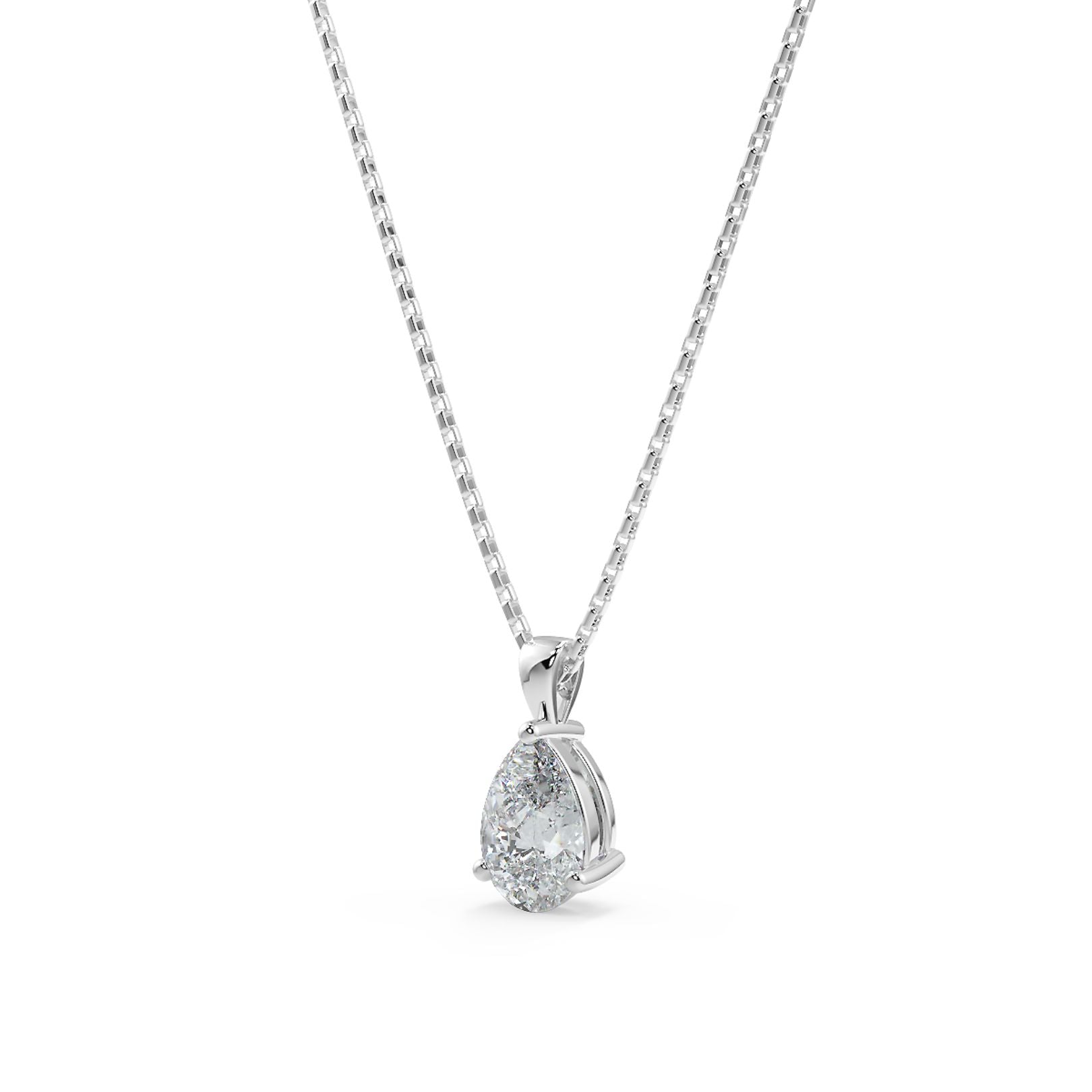 Pear Cut Lab-Grown Diamond Solitaire Pendant Necklace with Chain | 18K Gold | 0.50–3 Carats