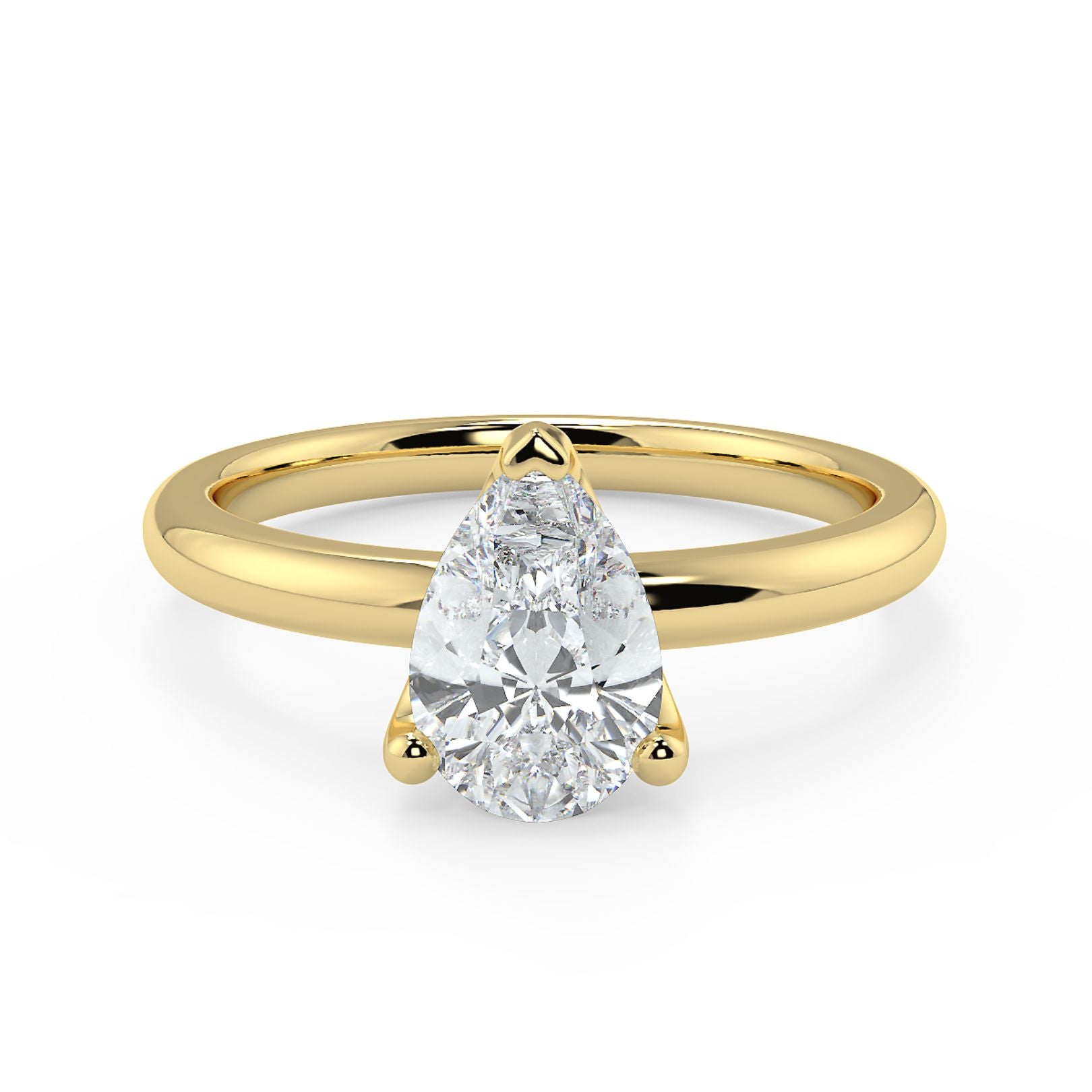1–3 Carat Pear Cut Lab Grown Diamond Solitaire Ring | Elegant 3-Prong Setting | IGI Certified | 18K White, Yellow & Rose Gold