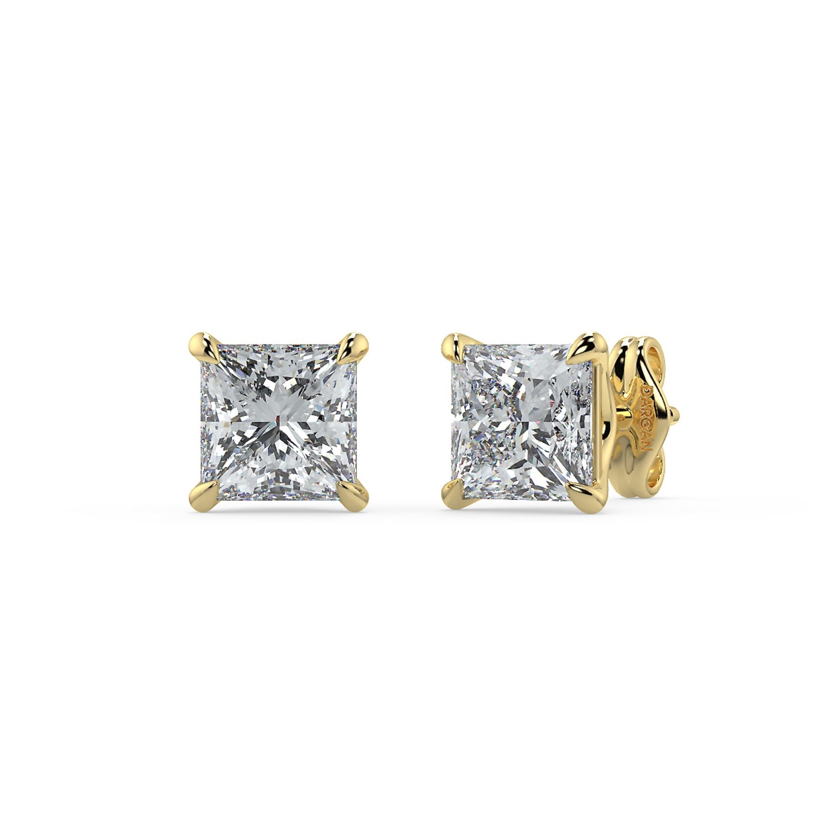 0.5–4 Carat Princess Cut Lab Grown Diamond Stud Earrings | Square Brilliant Solitaire | 18K White, Yellow & Rose Gold