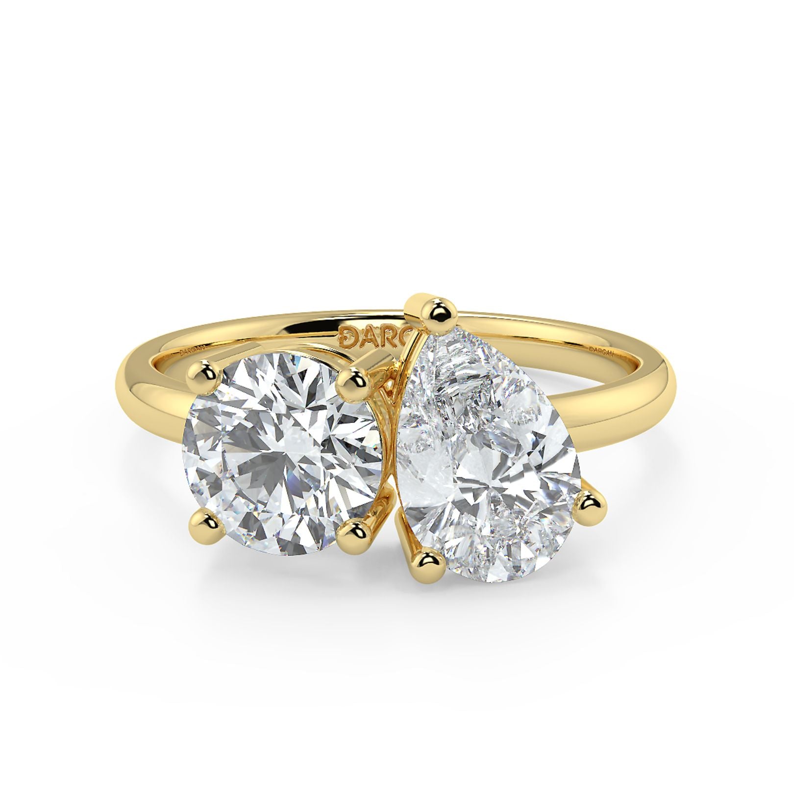 Round and Pear Toi et Moi Lab-Grown Diamond Solitaire Ring in 18K Gold