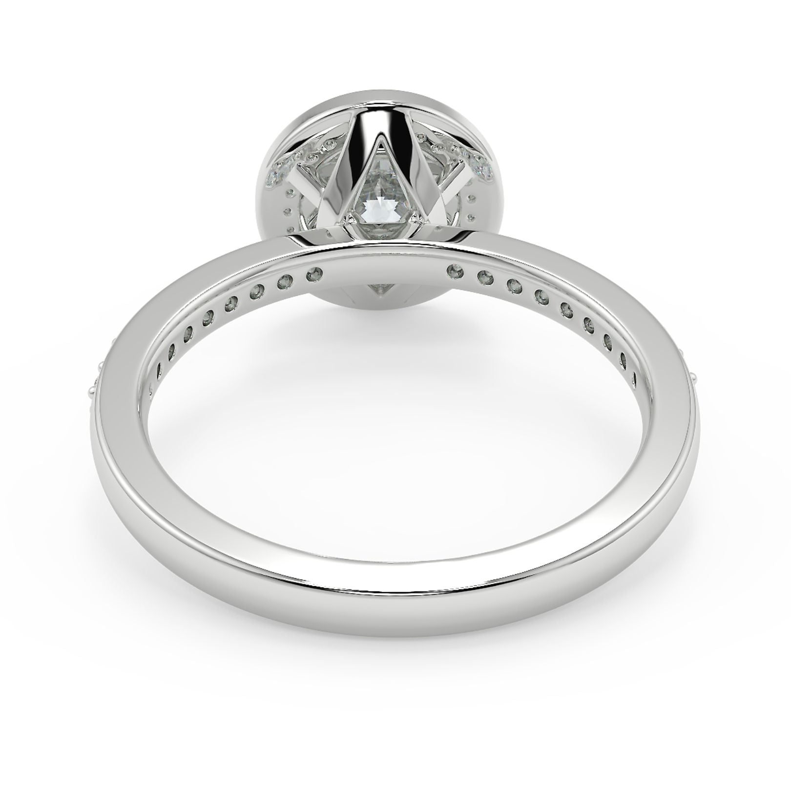 1–2 Carat Round Lab Grown Diamond Solitaire Halo Ring | Pavé Band | IGI Certified | 18K White Gold