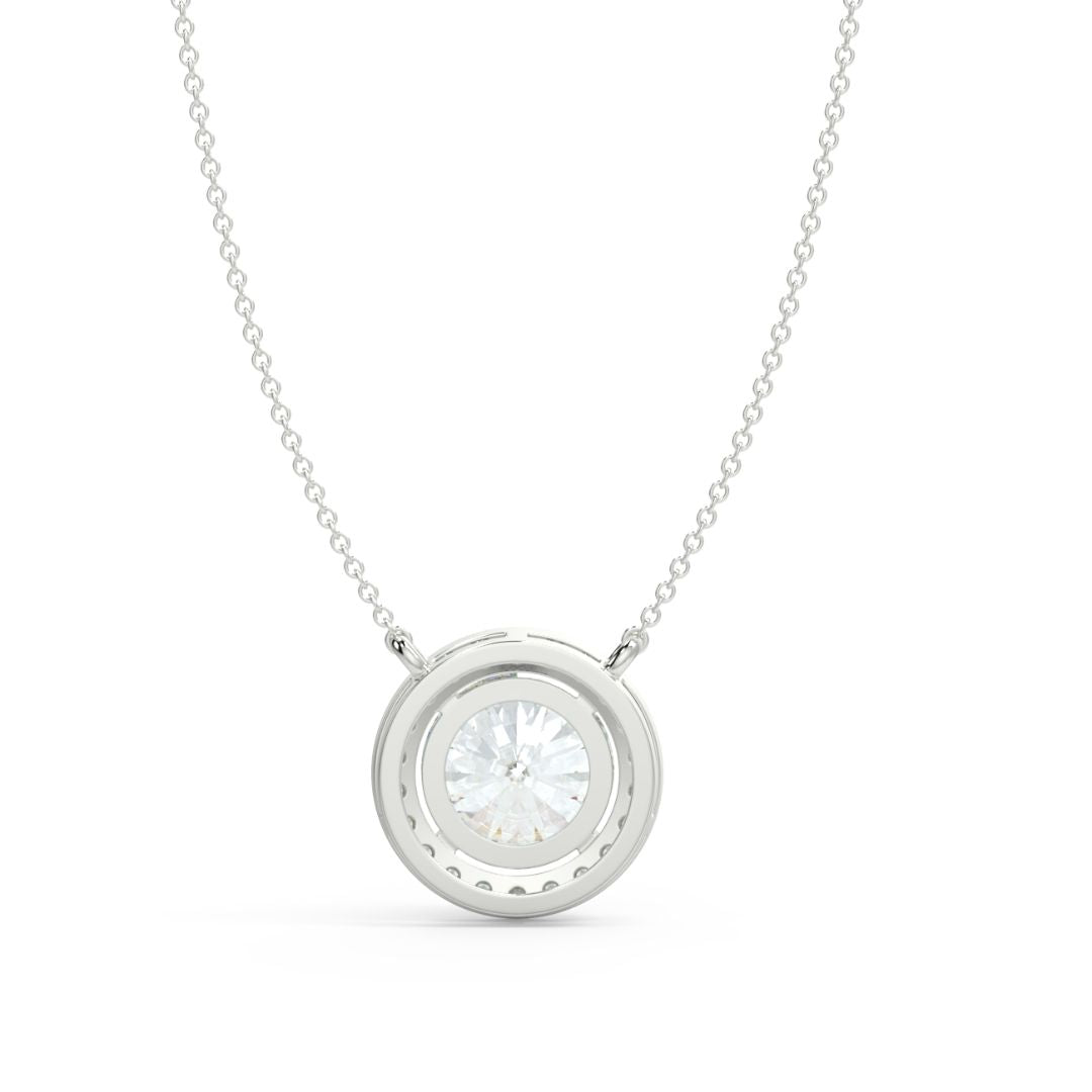 1-3 Carats Round Lab-Grown Solitaire Diamond Halo Pendant