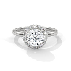 1–3 Carat Round Cut Lab Grown Diamond Halo Engagement Ring – Four-Prong Setting, Plain Band in 18K Gold