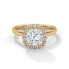1–3 Carat Cushion Cut Lab Grown Diamond Solitaire Engagement Ring – Four-Prong Setting, Plain Band in 18K Gold