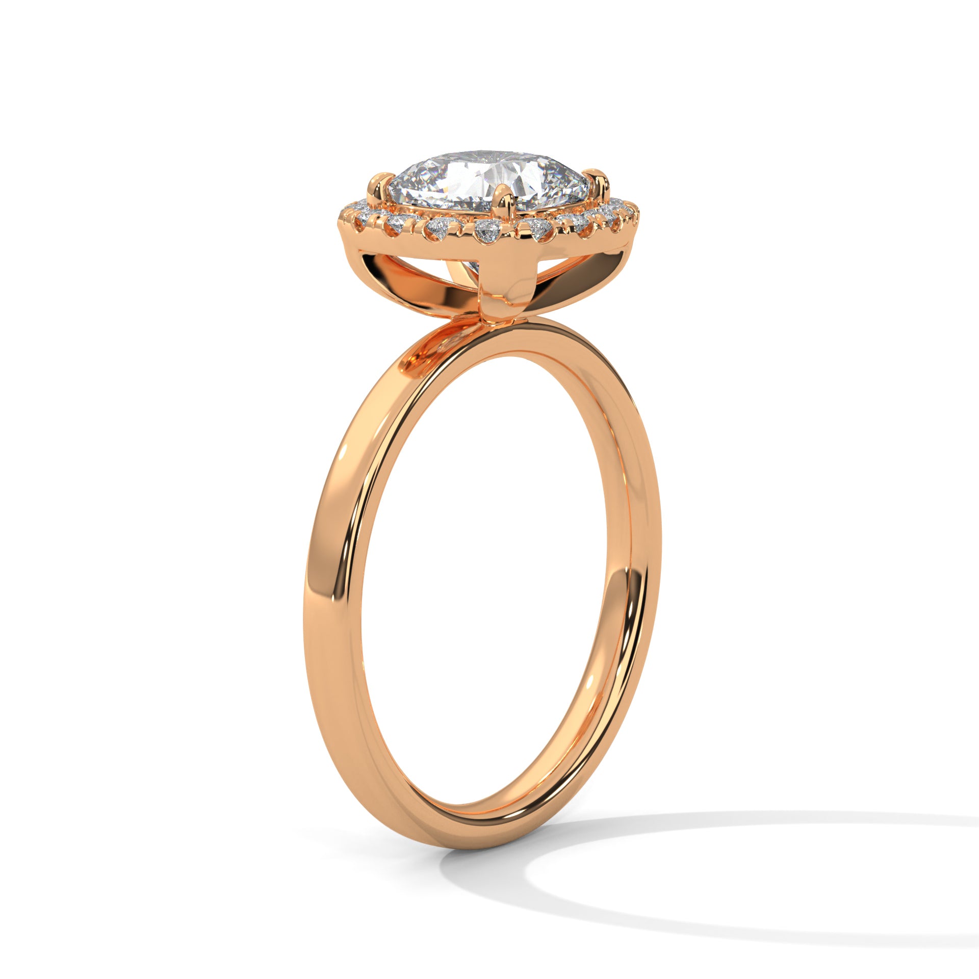 1–3 Carat Cushion Cut Lab Grown Diamond Solitaire Engagement Ring – Four-Prong Setting, Plain Band in 18K Gold