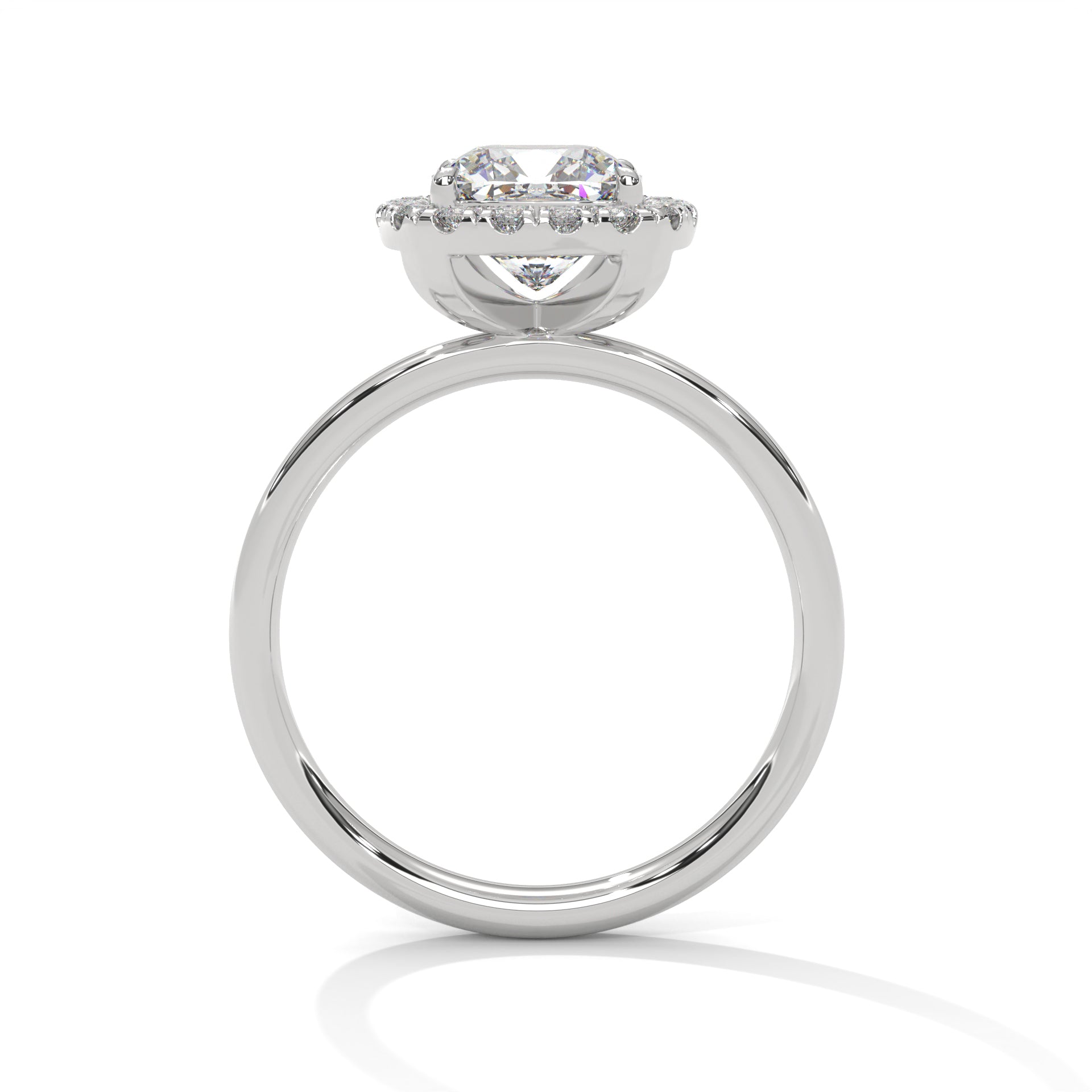 1–3 Carat Cushion Cut Lab Grown Diamond Solitaire Engagement Ring – Four-Prong Setting, Plain Band in 18K Gold