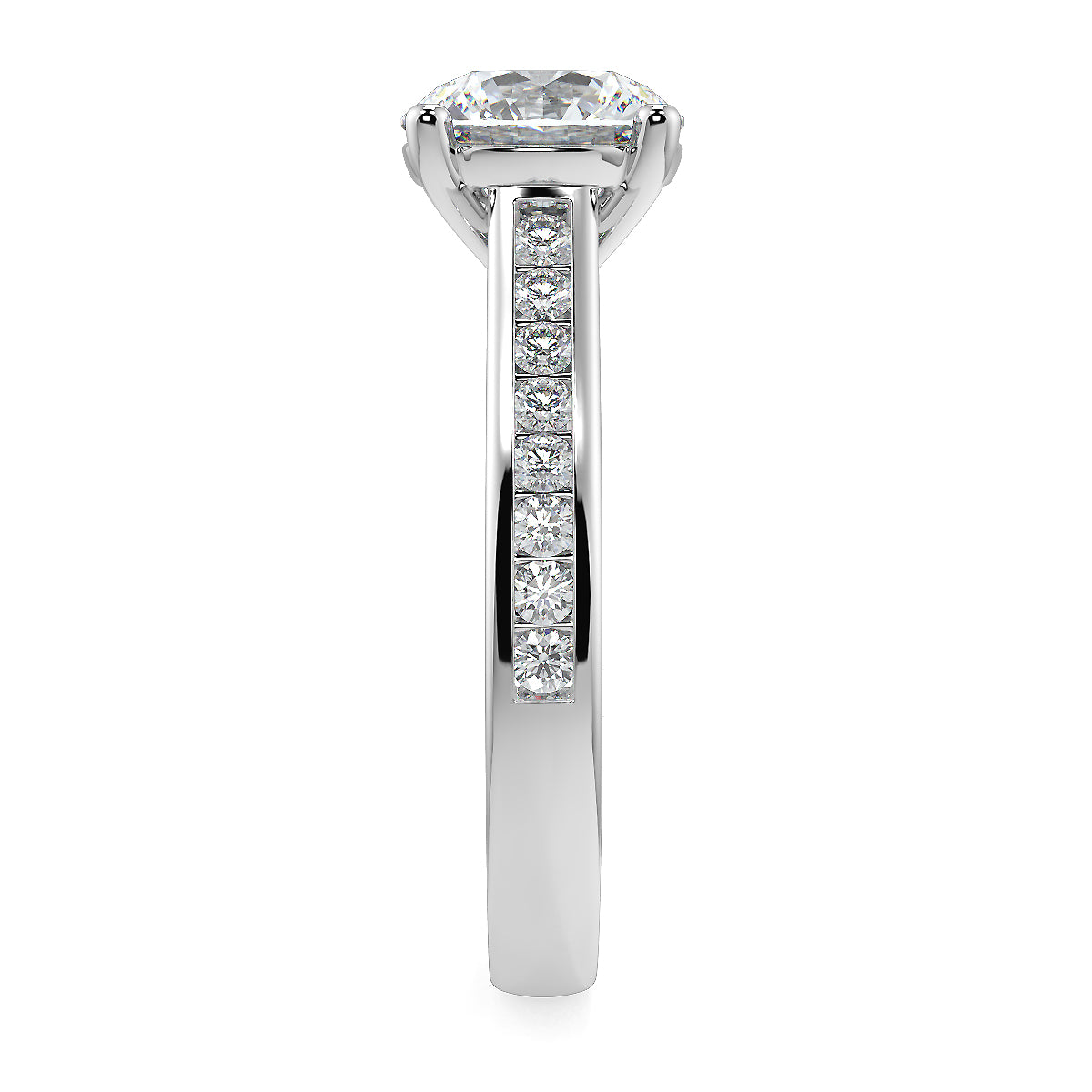 2-3 Carat Round Solitaire Channel Setting Engagement Ring | 18K White, Yellow & Rose Gold | IGI Certified