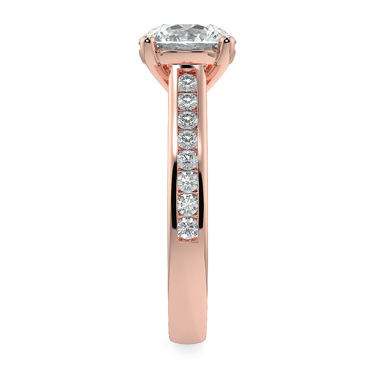 2-3 Carat Round Solitaire Channel Setting Engagement Ring | 18K White, Yellow & Rose Gold | IGI Certified