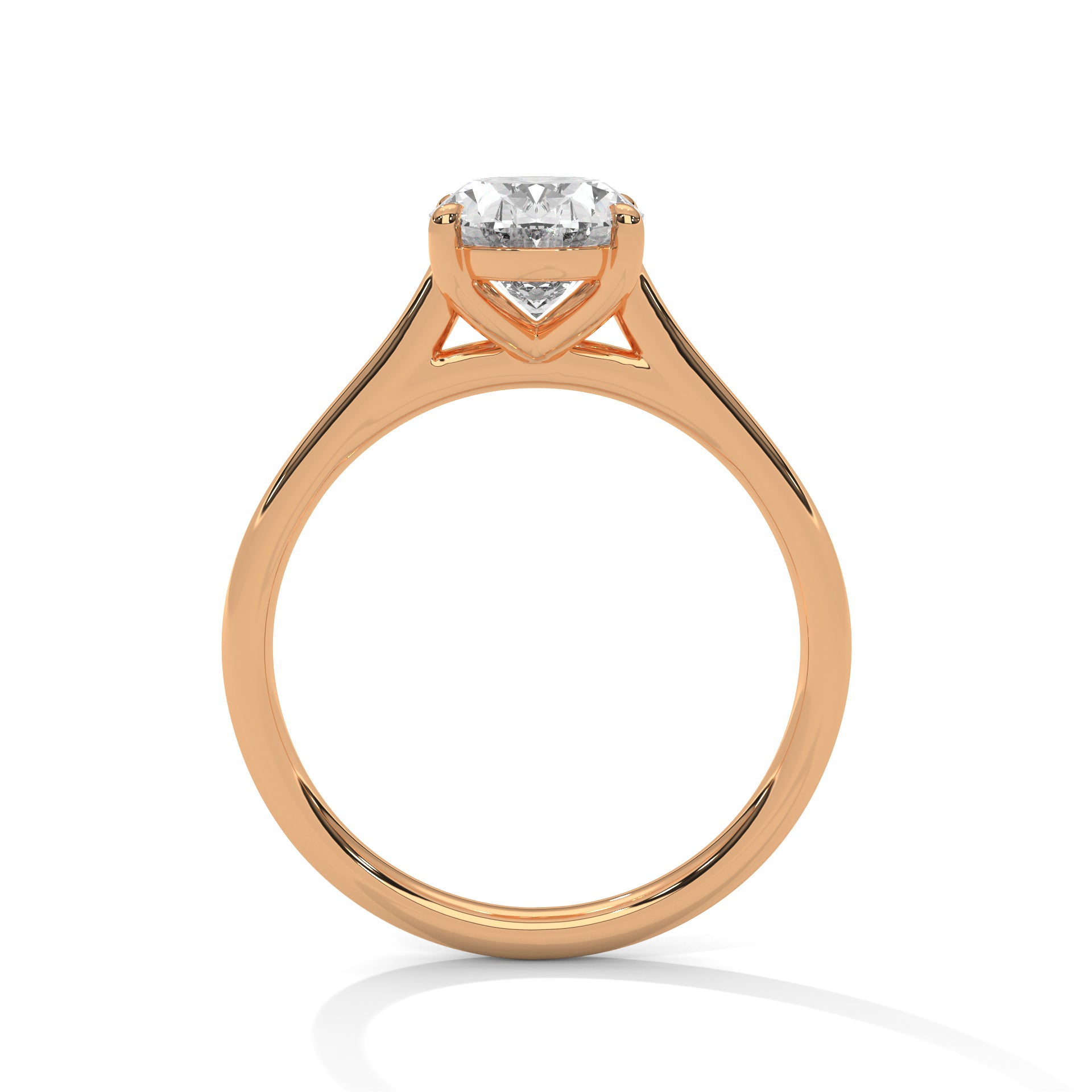 1–3 Carat Oval Lab Grown Diamond Solitaire Ring – Cathedral Setting, 18K Gold