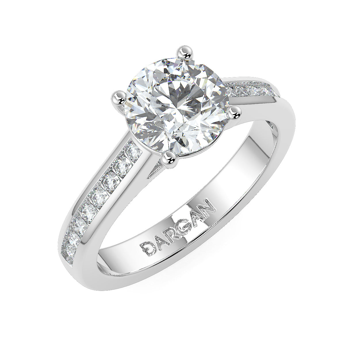 2-3 Carat Round Solitaire Channel Setting Engagement Ring | 18K White, Yellow & Rose Gold | IGI Certified