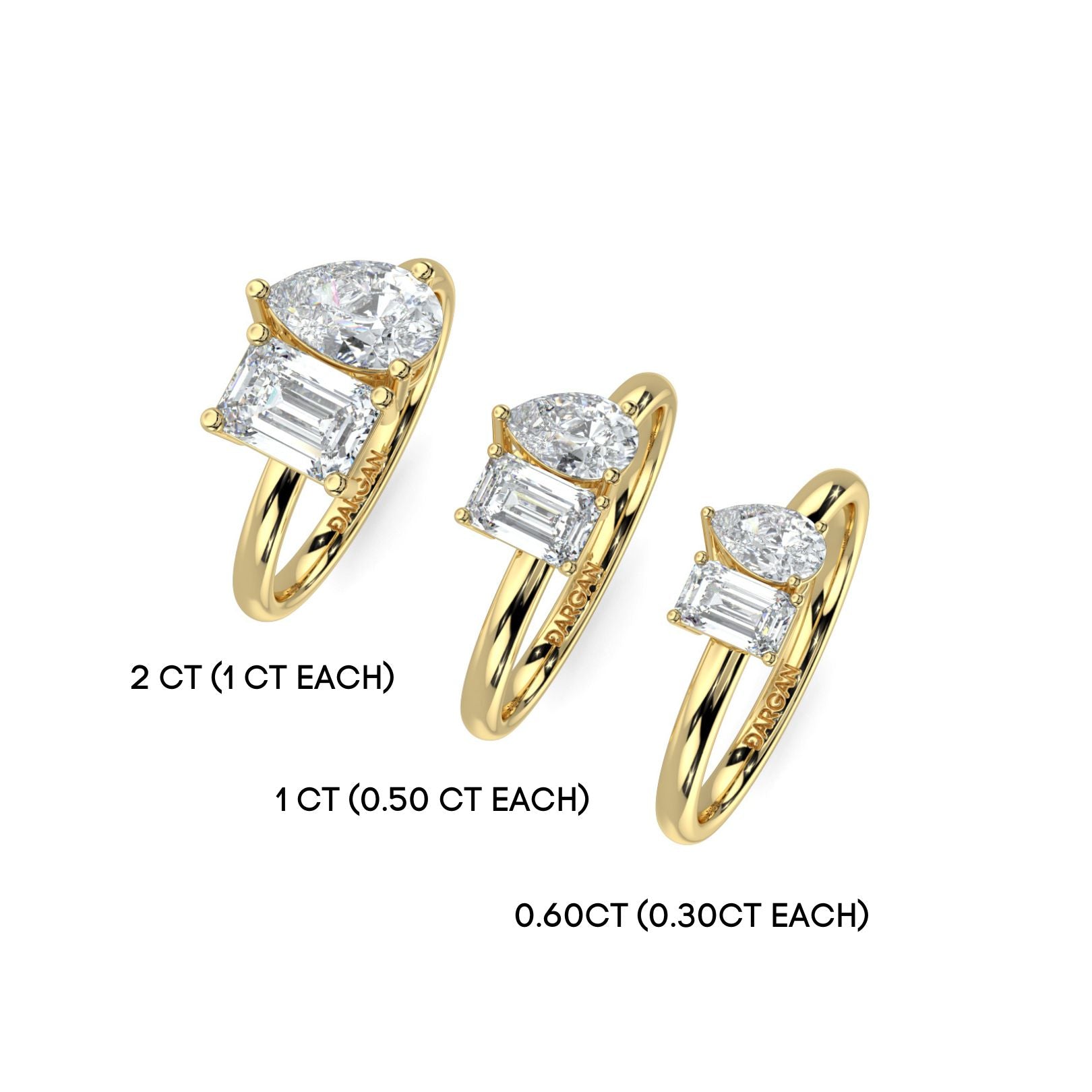 Emerald and Pear Toi et Moi Lab-Grown Diamond Solitaire Ring in 18K Gold