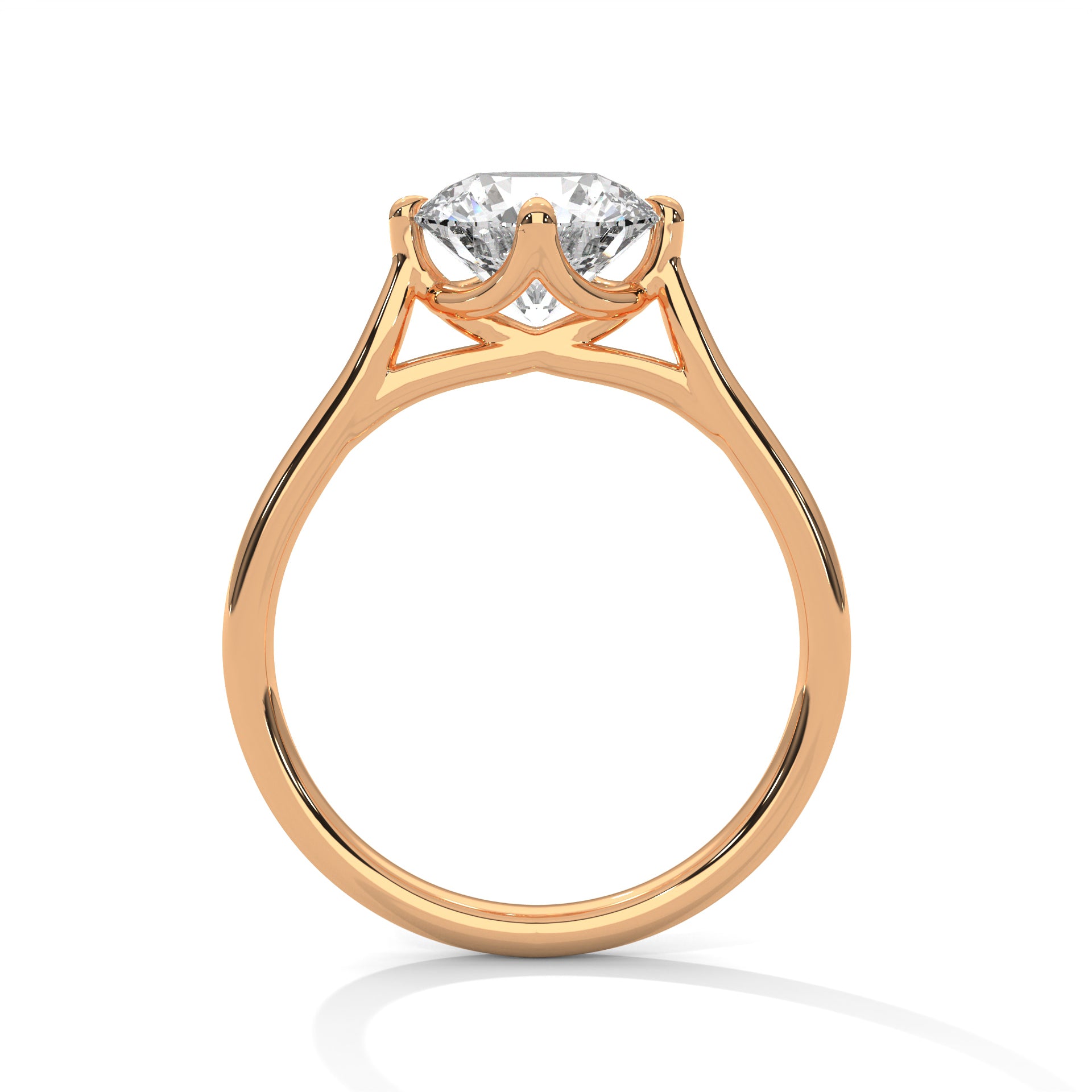 1–3 Carat Round Lab Grown Diamond Solitaire Ring – Tulip Prong Setting in 18K White, Yellow or Rose Gold