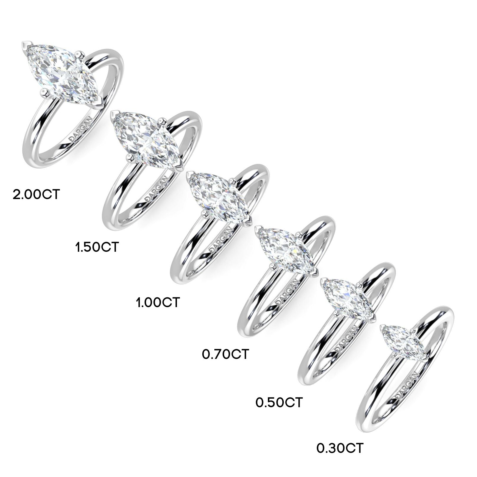 1–3 Carat Marquise Cut Lab Grown Diamond Solitaire Ring | Elongated Brilliant Shape | IGI Certified | 18K White, Yellow & Rose Gold