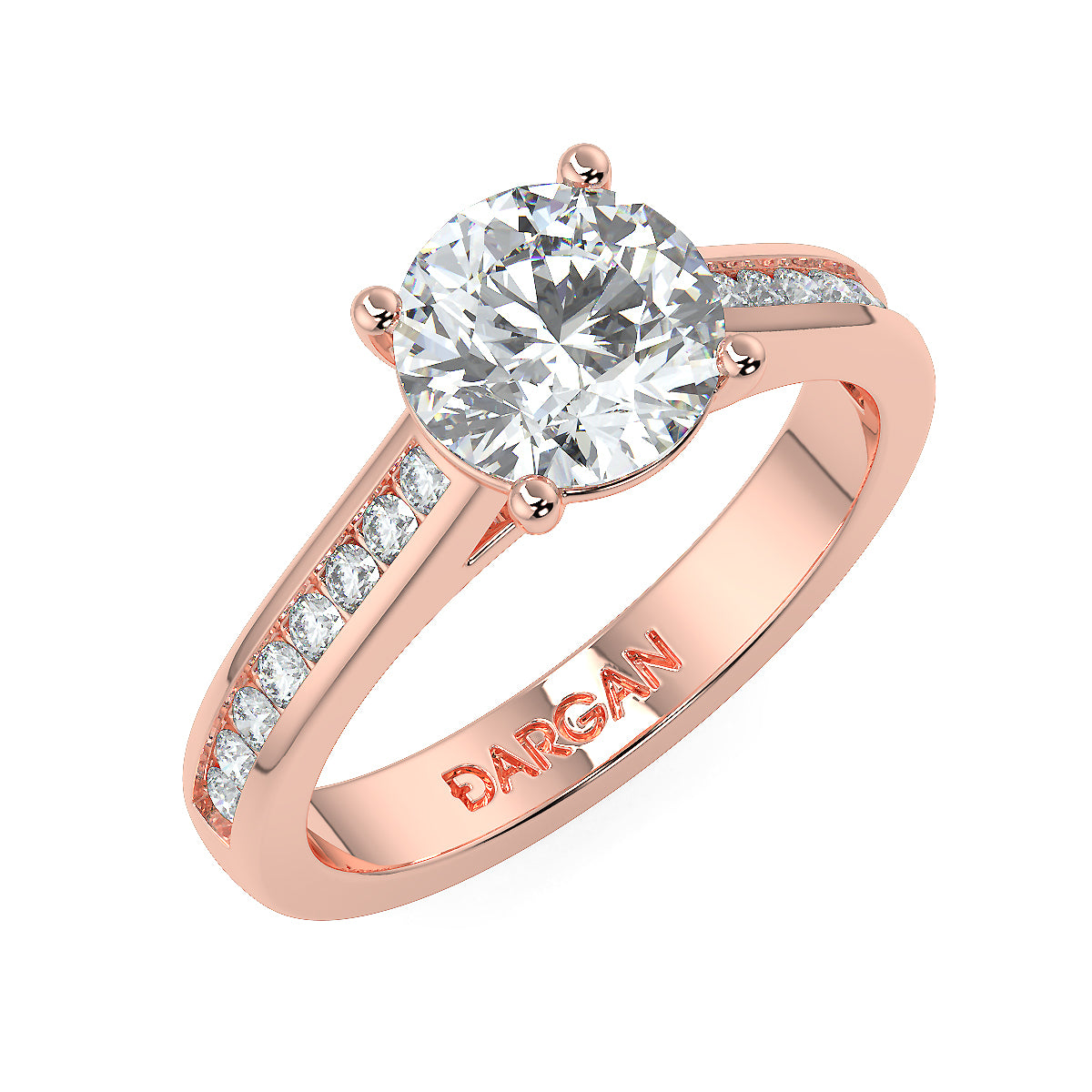 2-3 Carat Round Solitaire Channel Setting Engagement Ring | 18K White, Yellow & Rose Gold | IGI Certified