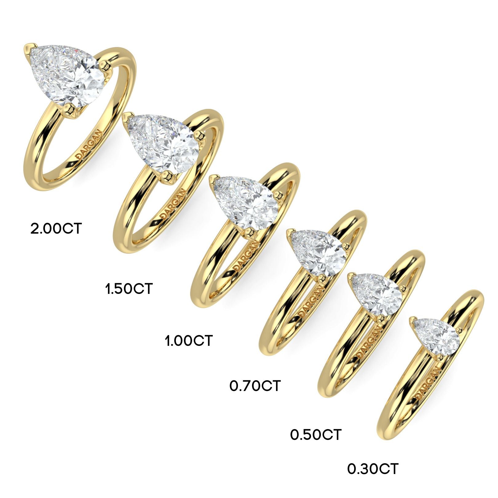 1–3 Carat Pear Cut Lab Grown Diamond Solitaire Ring | Elegant 3-Prong Setting | IGI Certified | 18K White, Yellow & Rose Gold