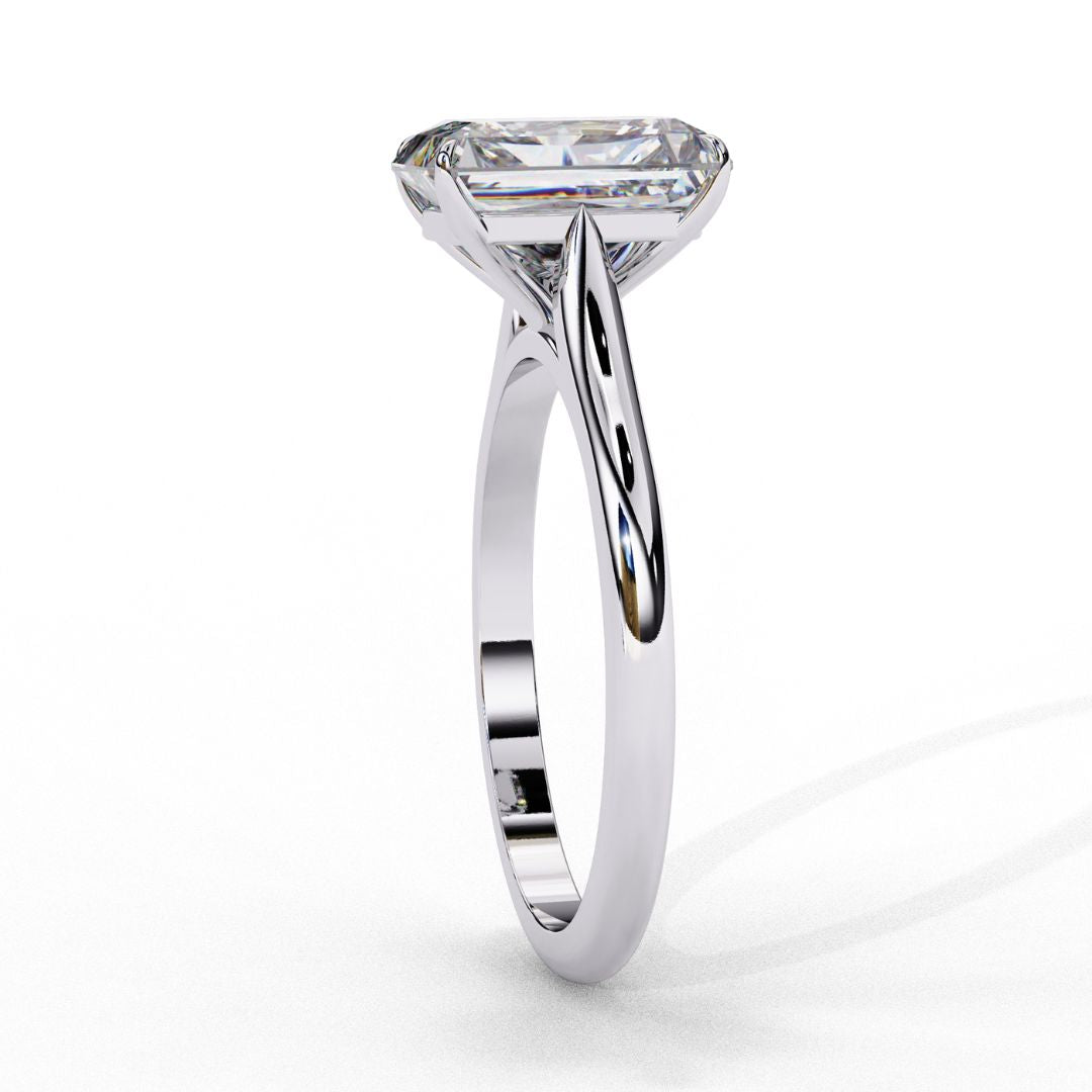 1–5 Carat Emerald Cut Lab Grown Diamond Ring in 18K Gold | 4-Prong Custom Solitaire