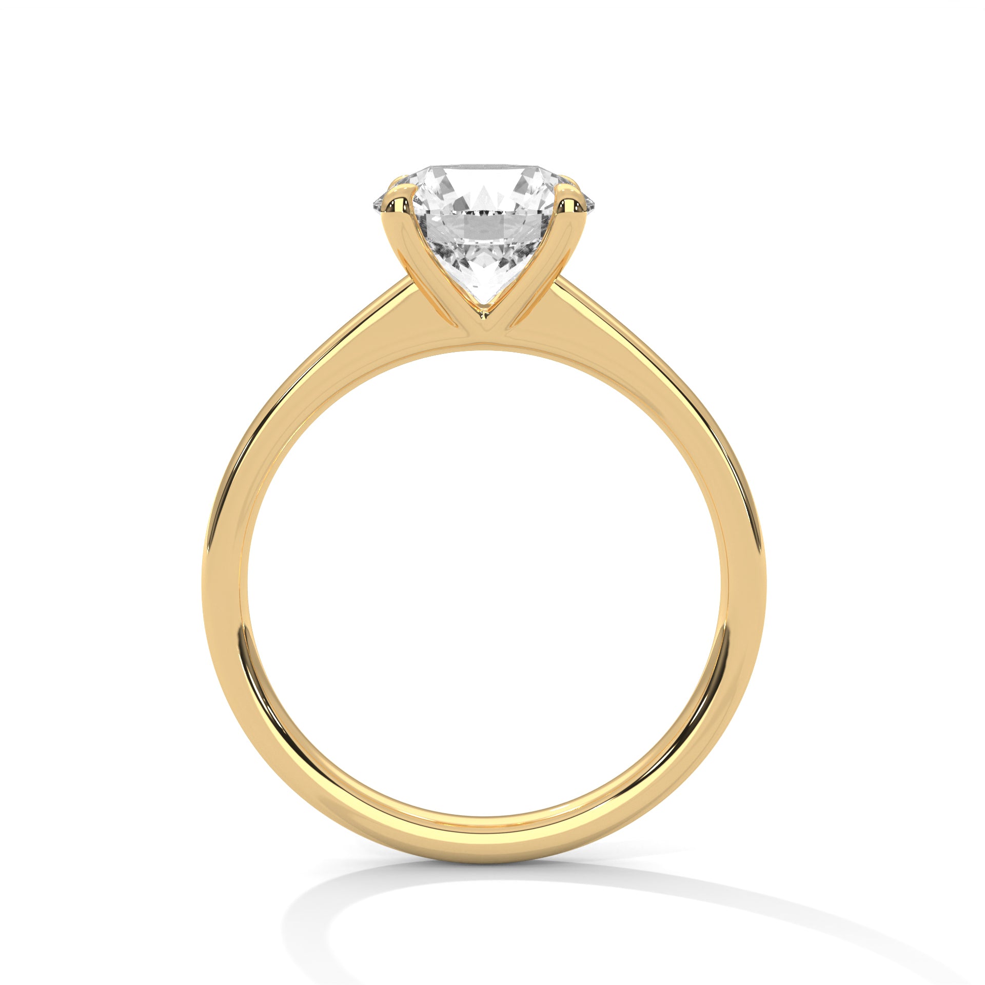1–3 Carat Round Lab Grown Diamond Solitaire Ring – Classic 4 Prong Setting in 18K White, Yellow or Rose Gold