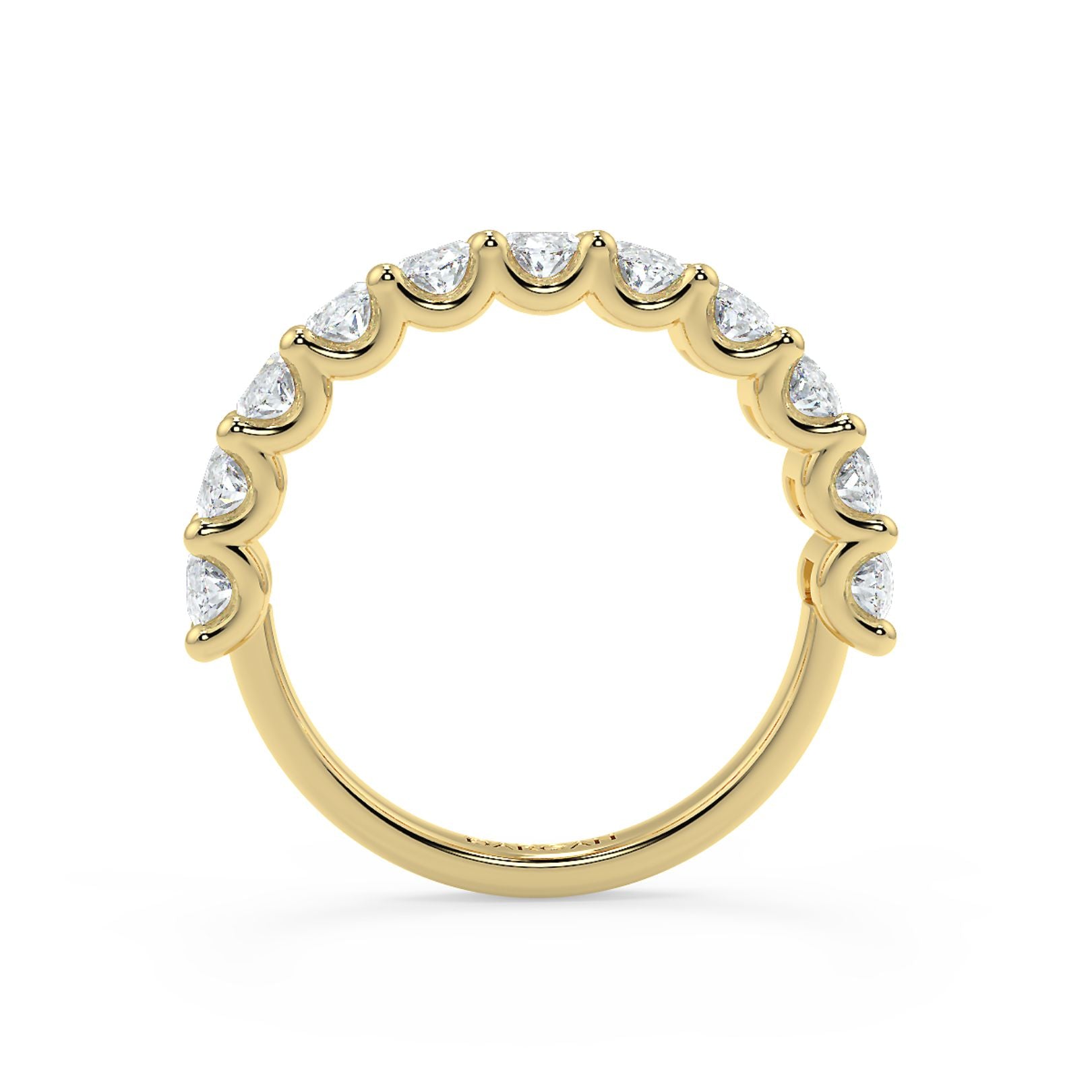 Half-Eternity 20-Pointer Oval Lab-Grown Diamond Ring in 18K White, Yellow & Rose Gold