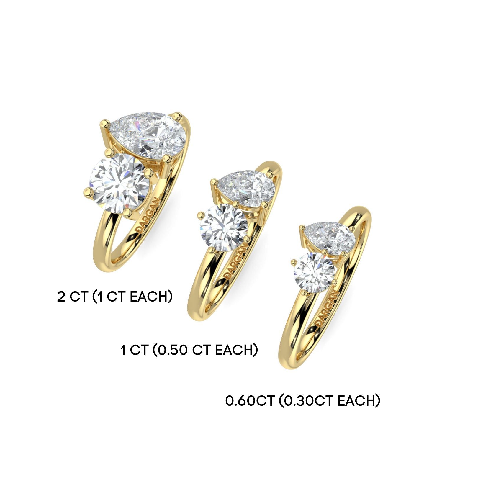 Round and Pear Toi et Moi Lab-Grown Diamond Solitaire Ring in 18K Gold