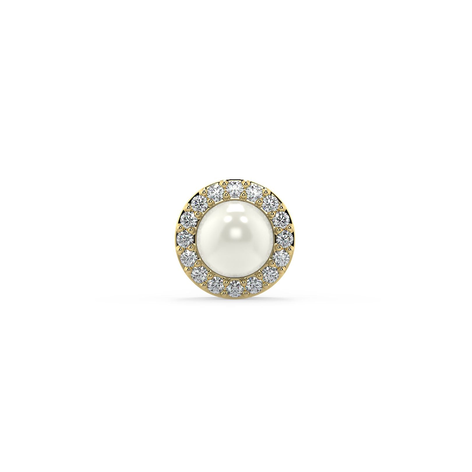 5mm Pearl & Lab-Grown Diamond Halo Stud Earrings in 18K White, Yellow & Rose Gold