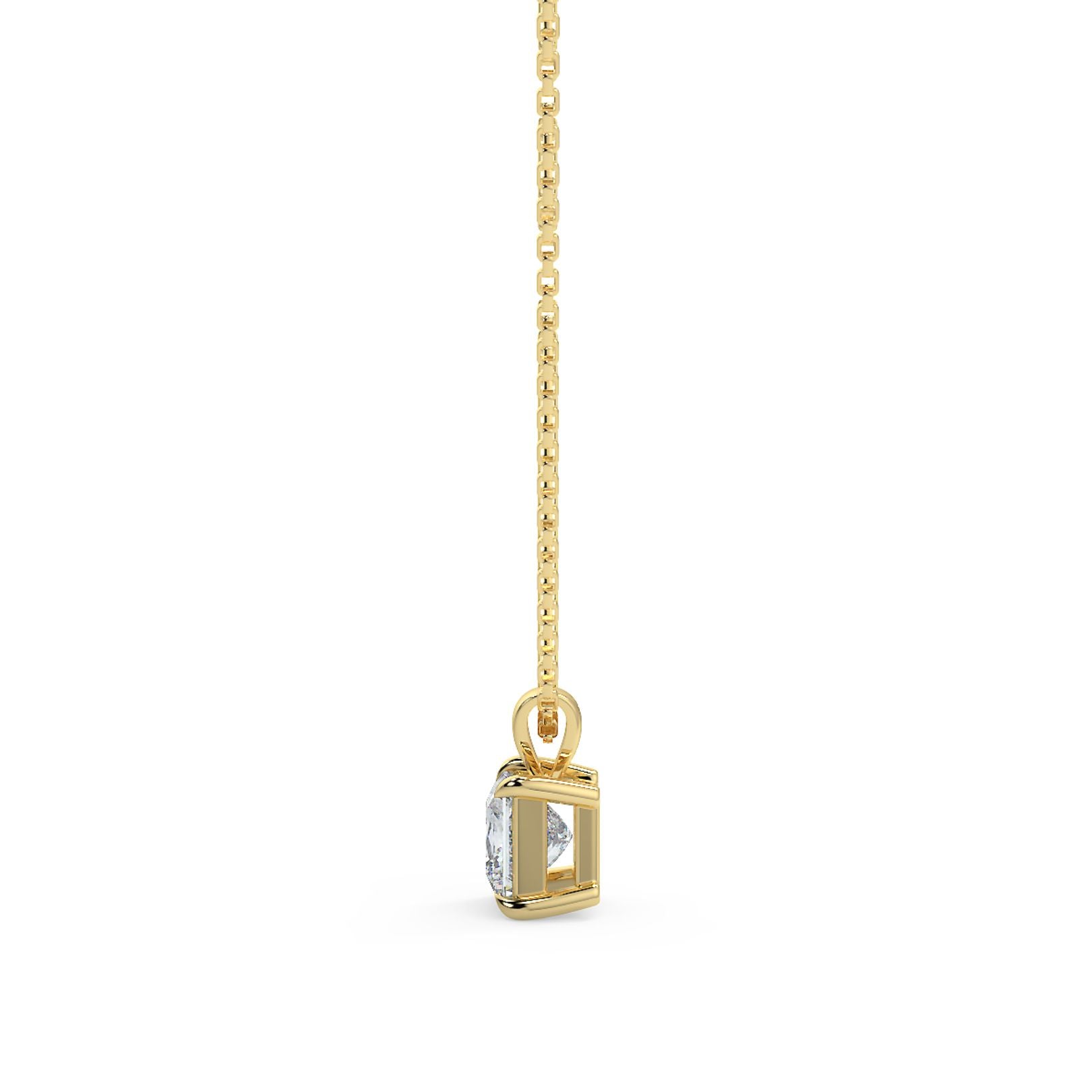 Princess Cut Lab-Grown Diamond Solitaire Pendant Necklace with Chain | 18K Gold | 0.50–3 Carats