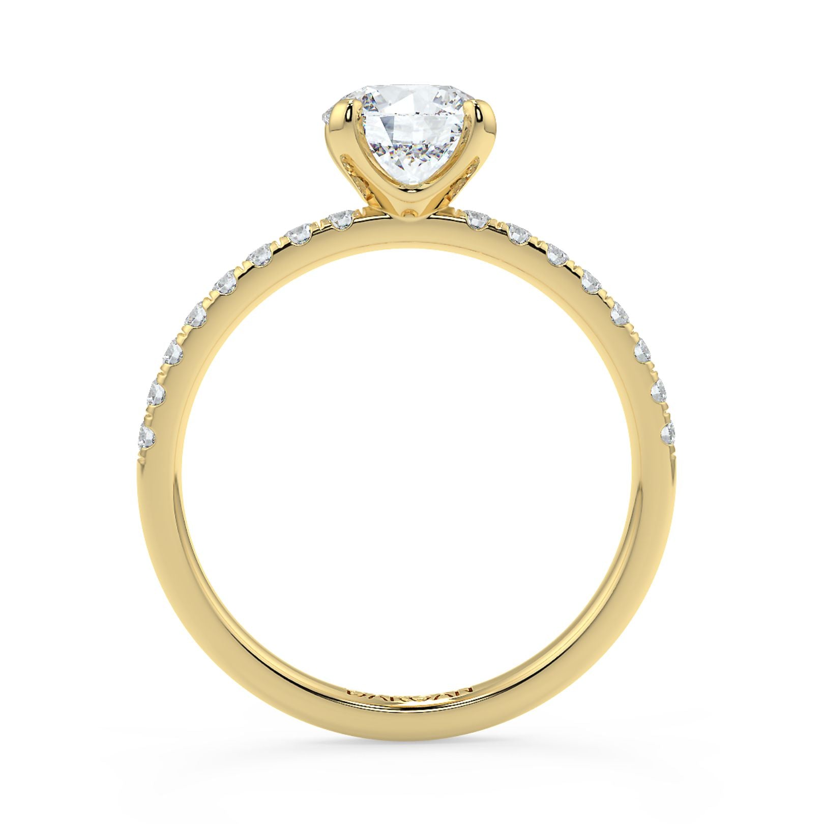 1–3 Carat Round Cut Lab Grown Diamond Solitaire Ring | Classic Pavé Band | IGI Certified | 18K White, Yellow & Rose Gold