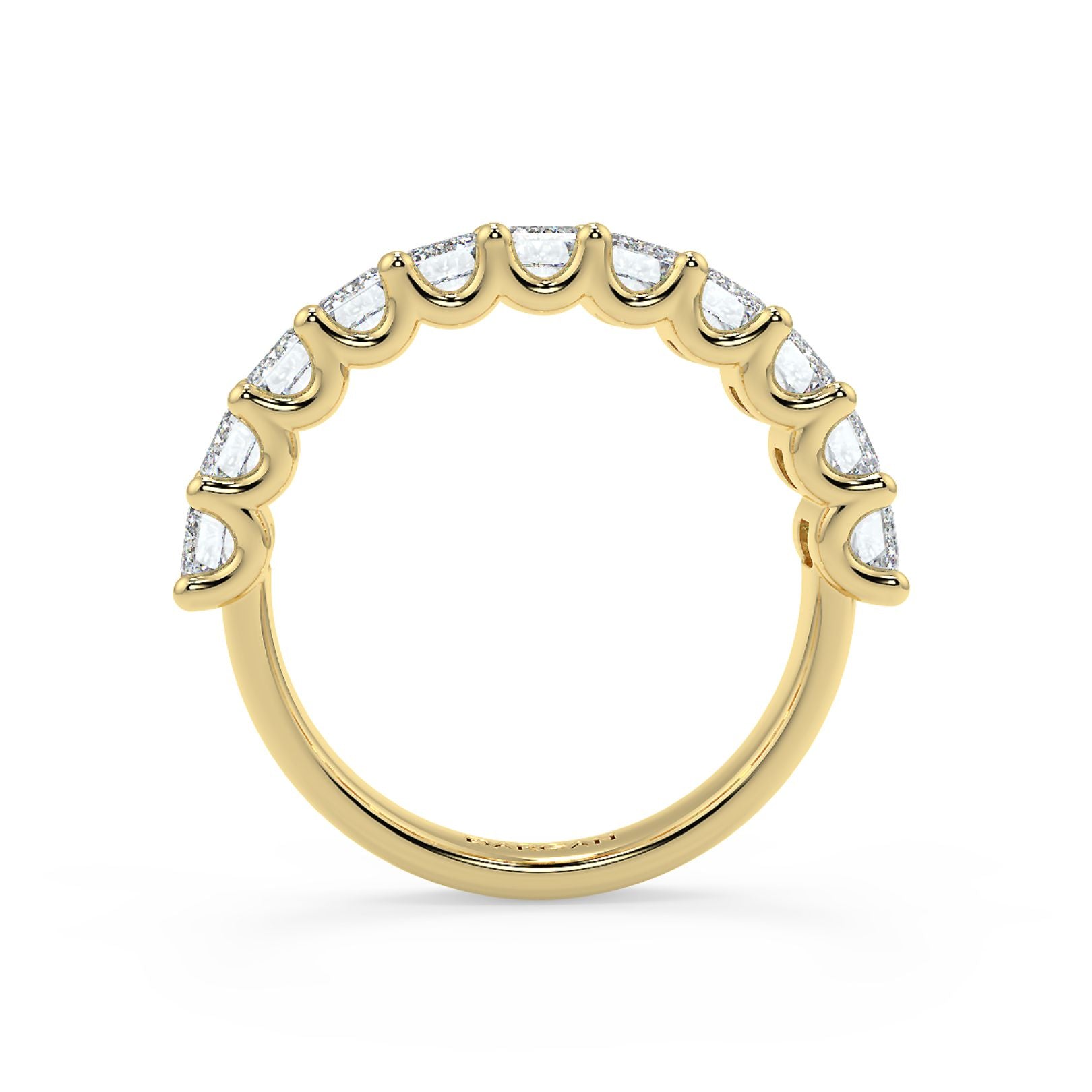 Half-Eternity 20-Pointer Emerald Cut Lab-Grown Diamond Ring in 18K White, Yellow & Rose Gold