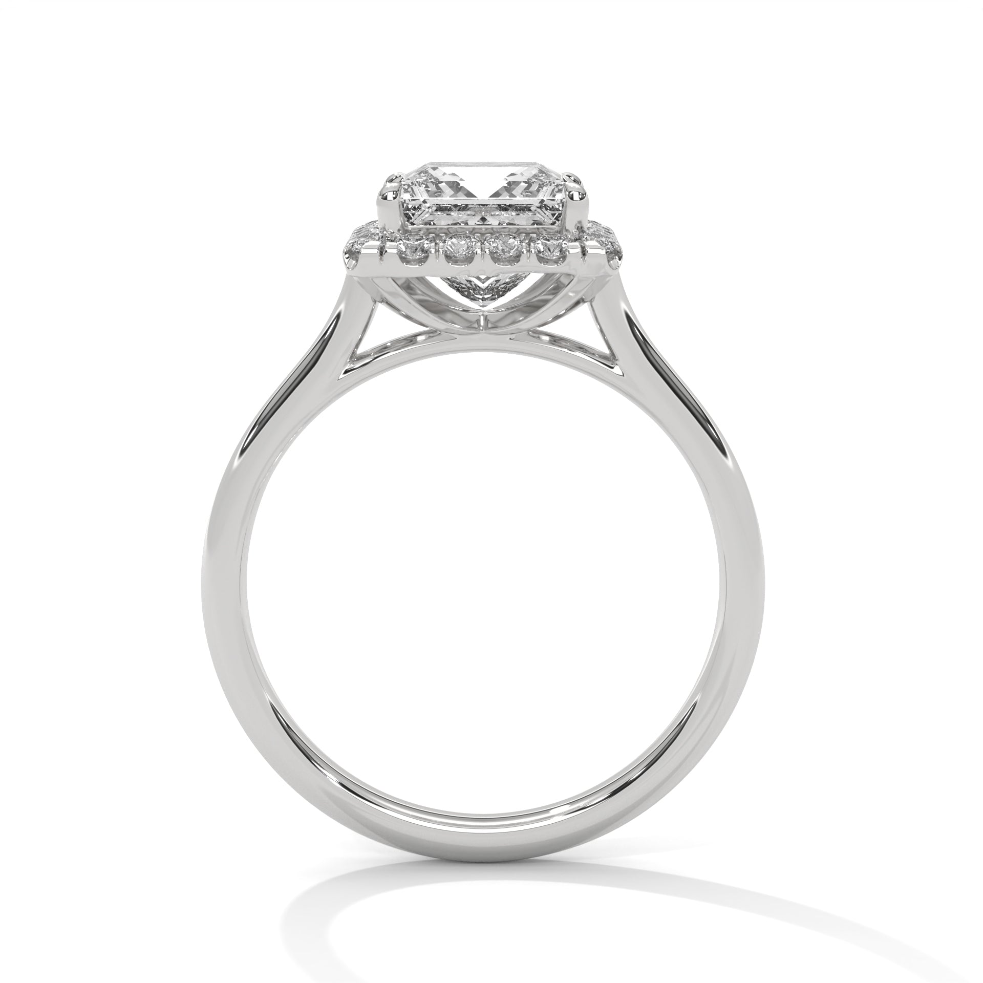 1–3 Carat Princess Cut Lab Grown Diamond Solitaire Ring with Halo Diamonds – 18K Gold