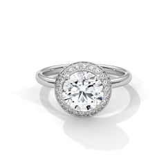 1–3 Carat Round Lab-Grown Diamond Solitaire with Halo Engagement Ring –  18K Gold