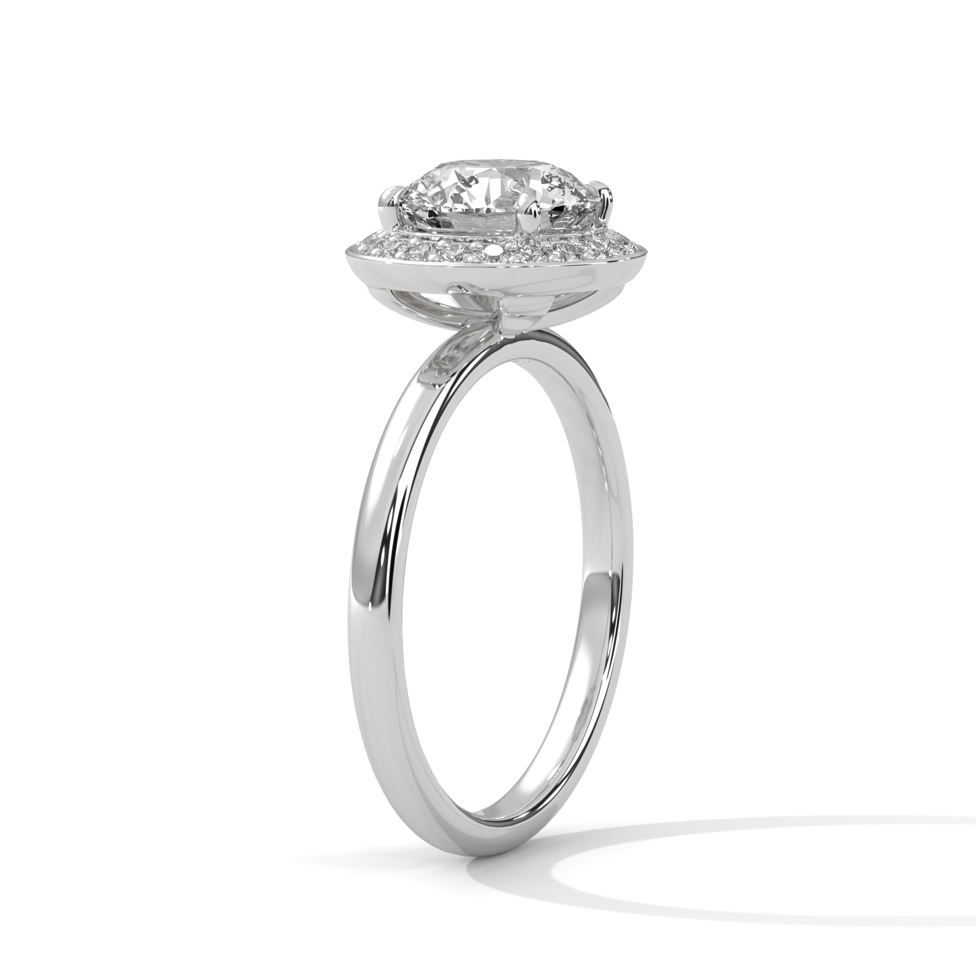 1–3 Carat Round Lab-Grown Diamond Solitaire with Halo Engagement Ring –  18K Gold