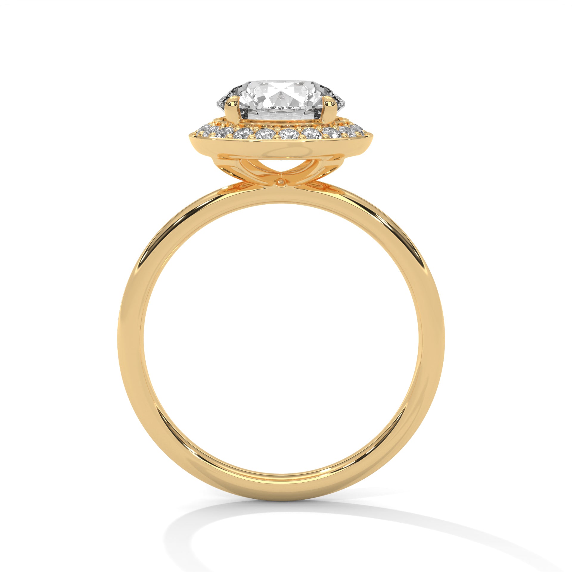 1–3 Carat Round Lab-Grown Diamond Solitaire with Halo Engagement Ring –  18K Gold