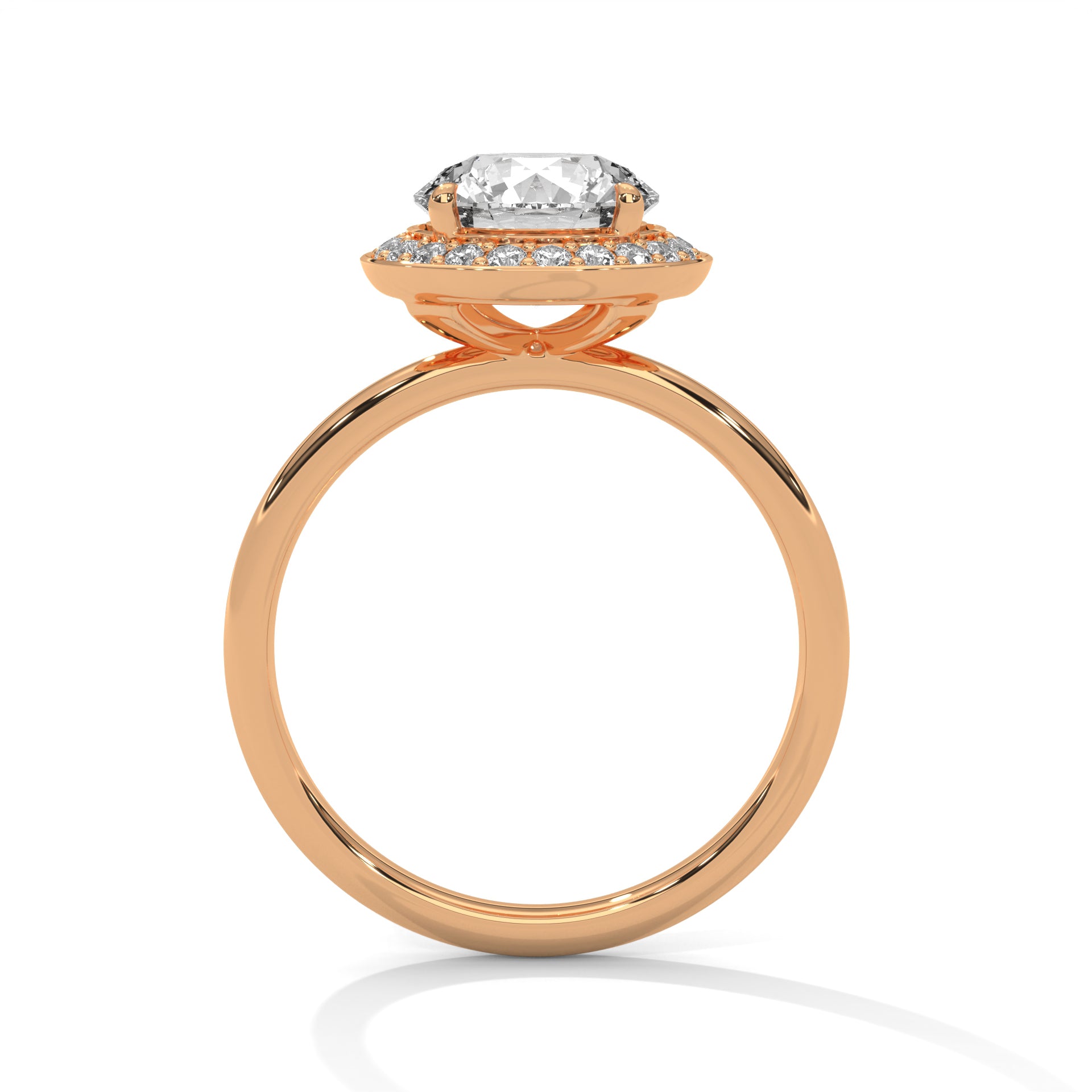 1–3 Carat Round Lab-Grown Diamond Solitaire with Halo Engagement Ring –  18K Gold